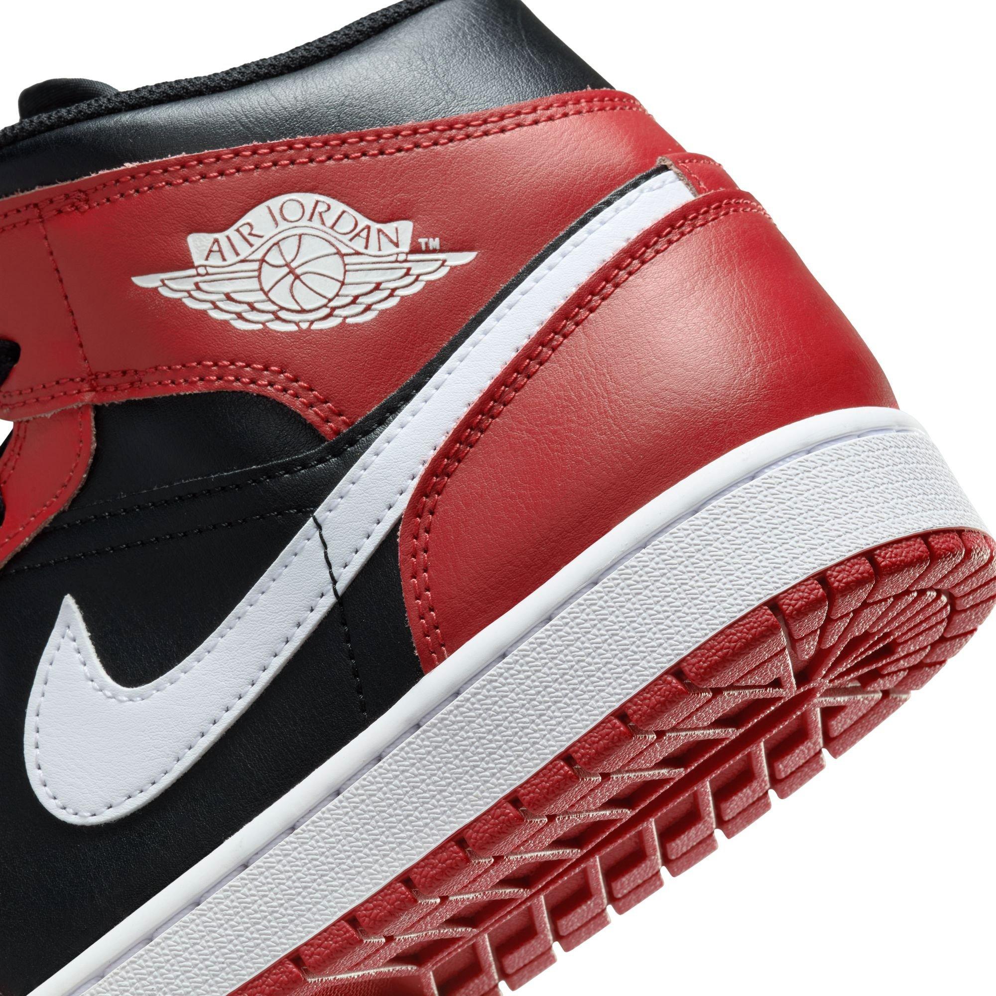 Jordan 1 Mid "Black/White/Gym Red" Men's Shoe - BLACK/WHITE/RED Thumbnail View 11