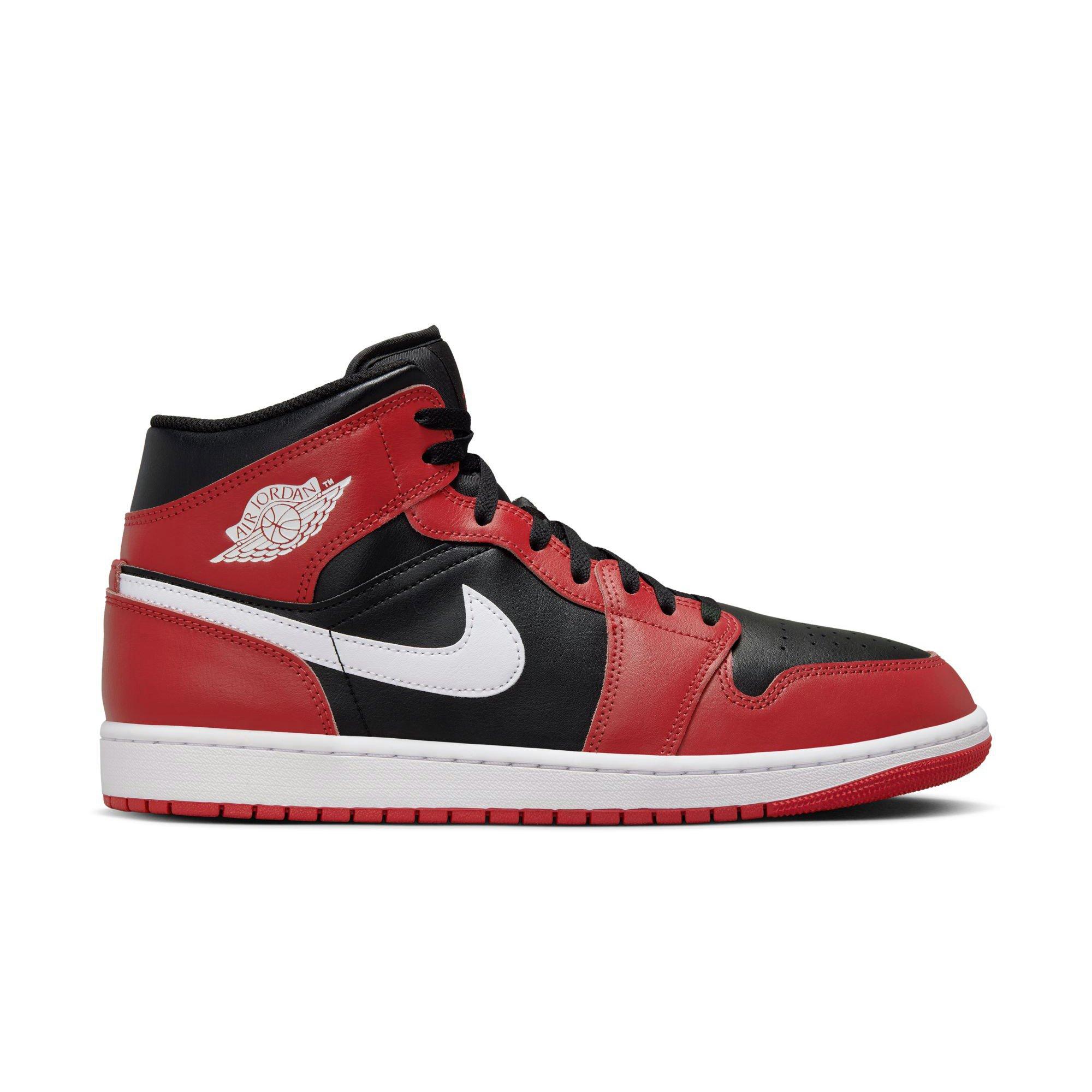 Jordan 1 Mid Men's "Black/White/Gym Red" Shoe