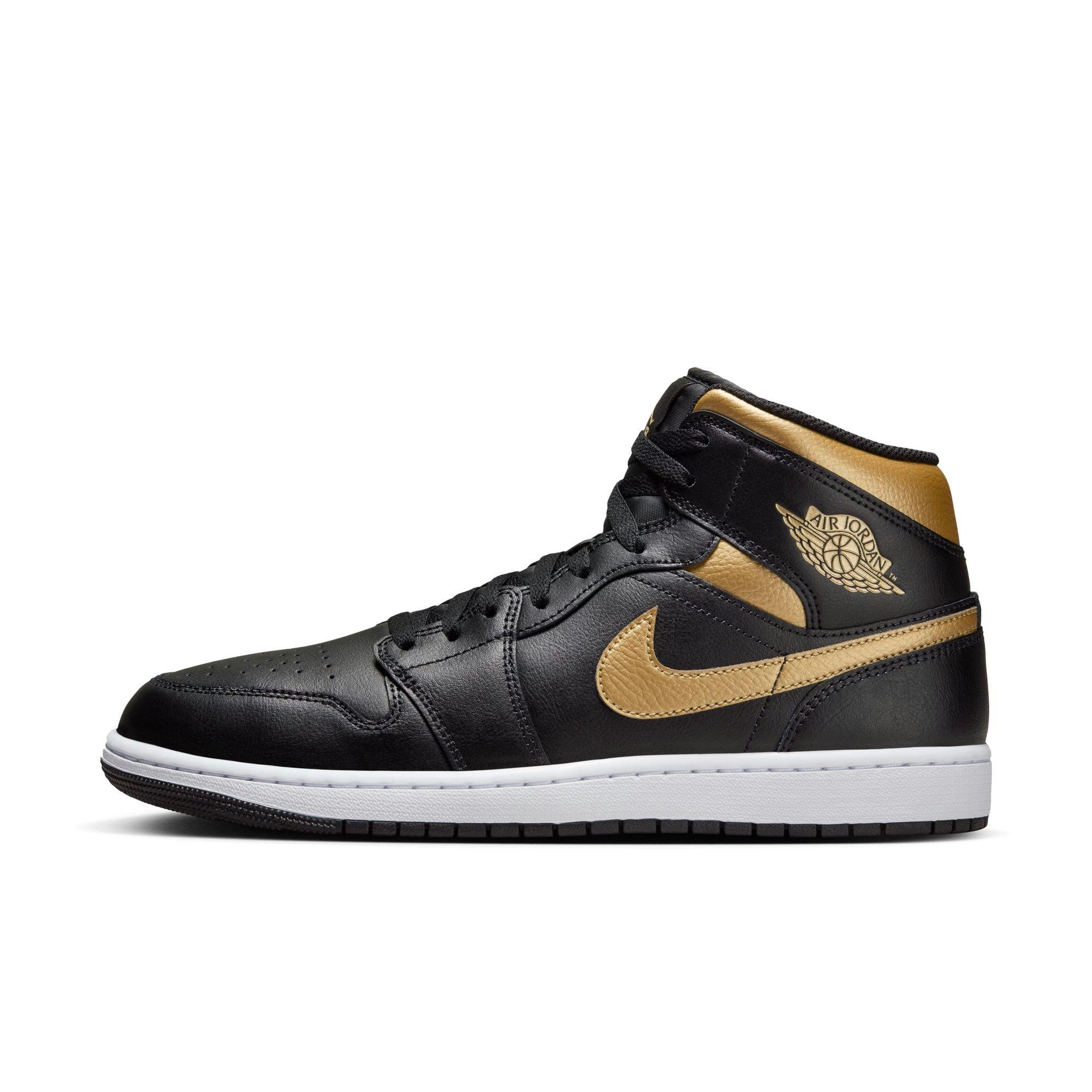 Jordan 1 Mid Men's "Black/Metallic Gold/White" Shoe