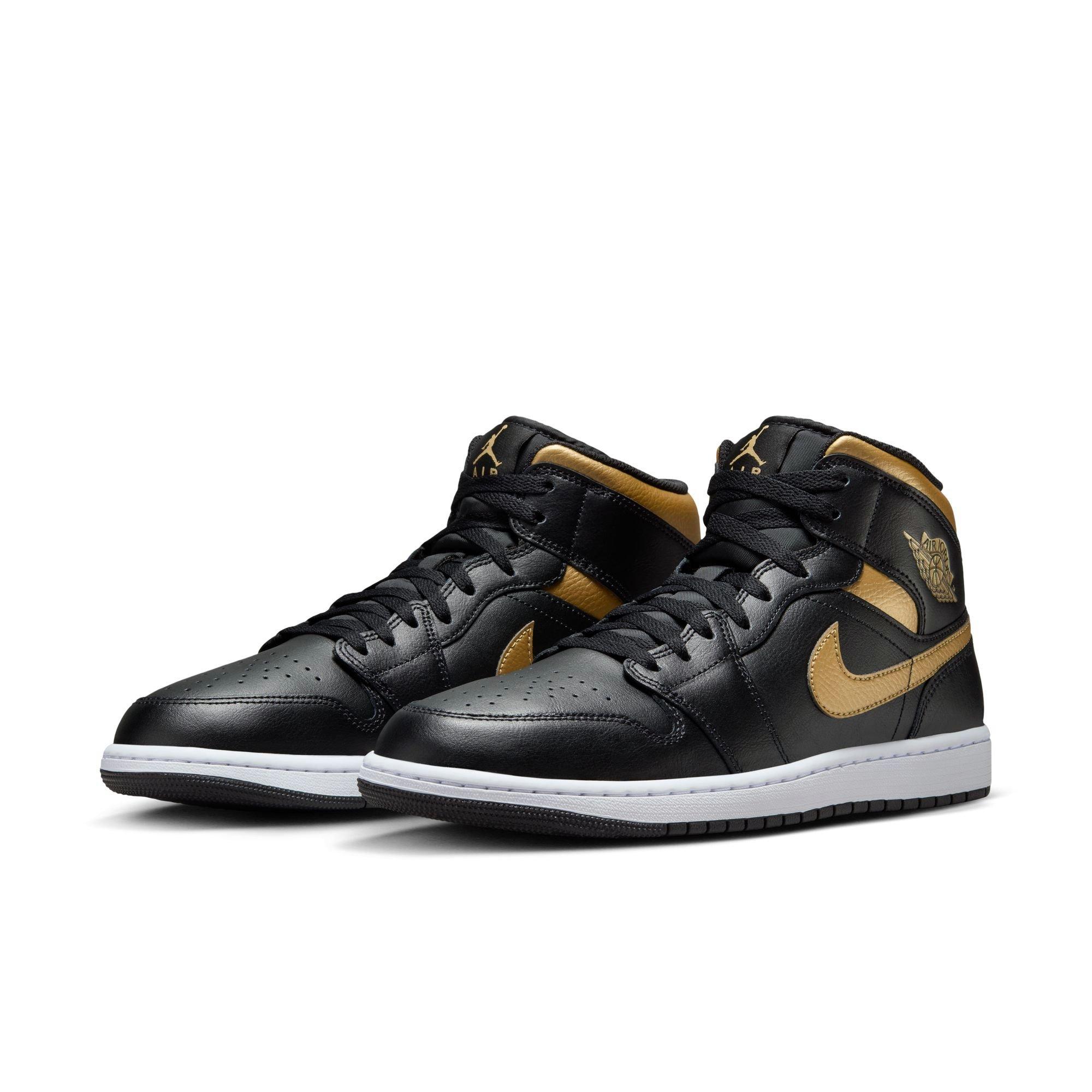 Jordan 1 Mid Men's "Black/Metallic Gold/White" Shoe