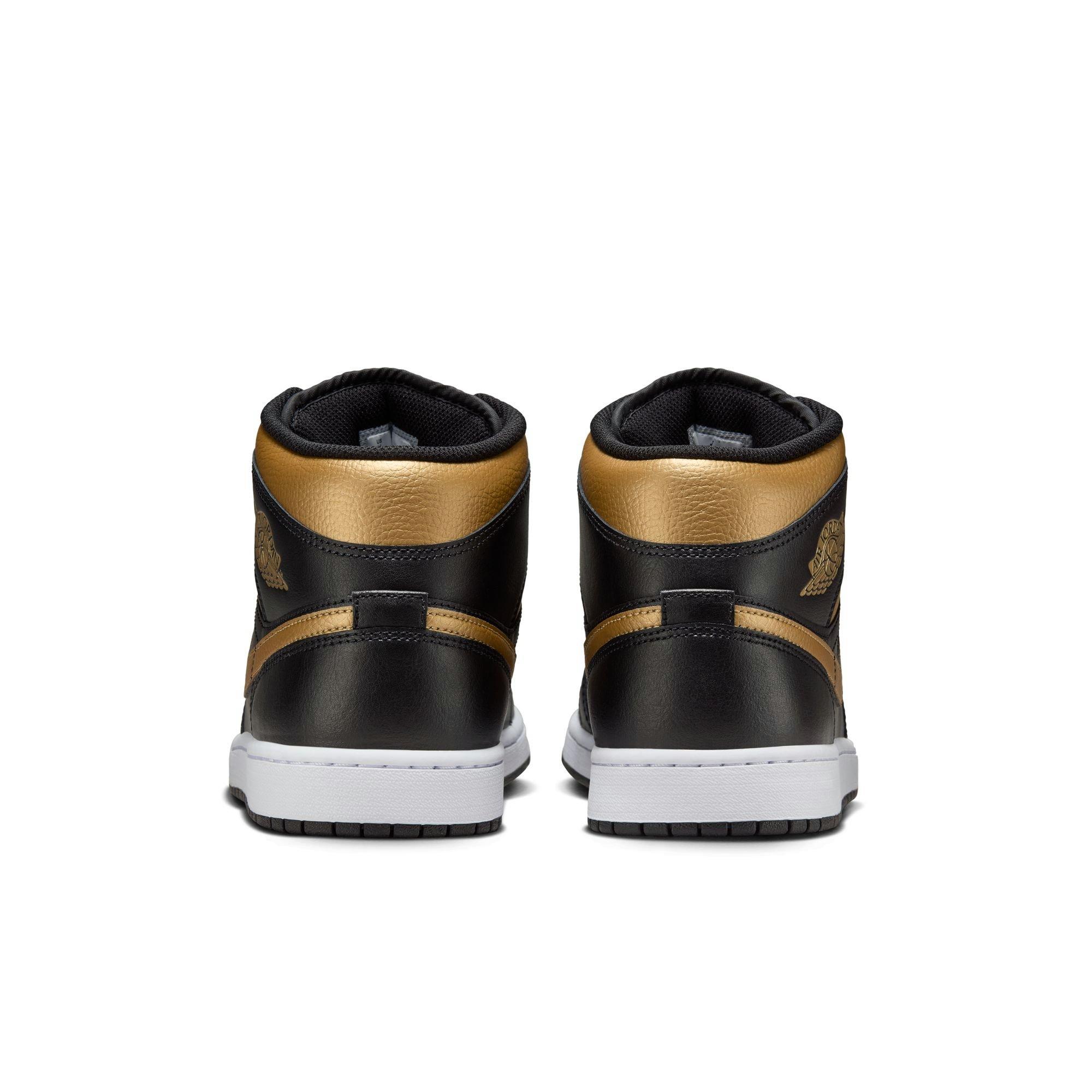 Jordan 1 Mid Men's "Black/Metallic Gold/White" Shoe