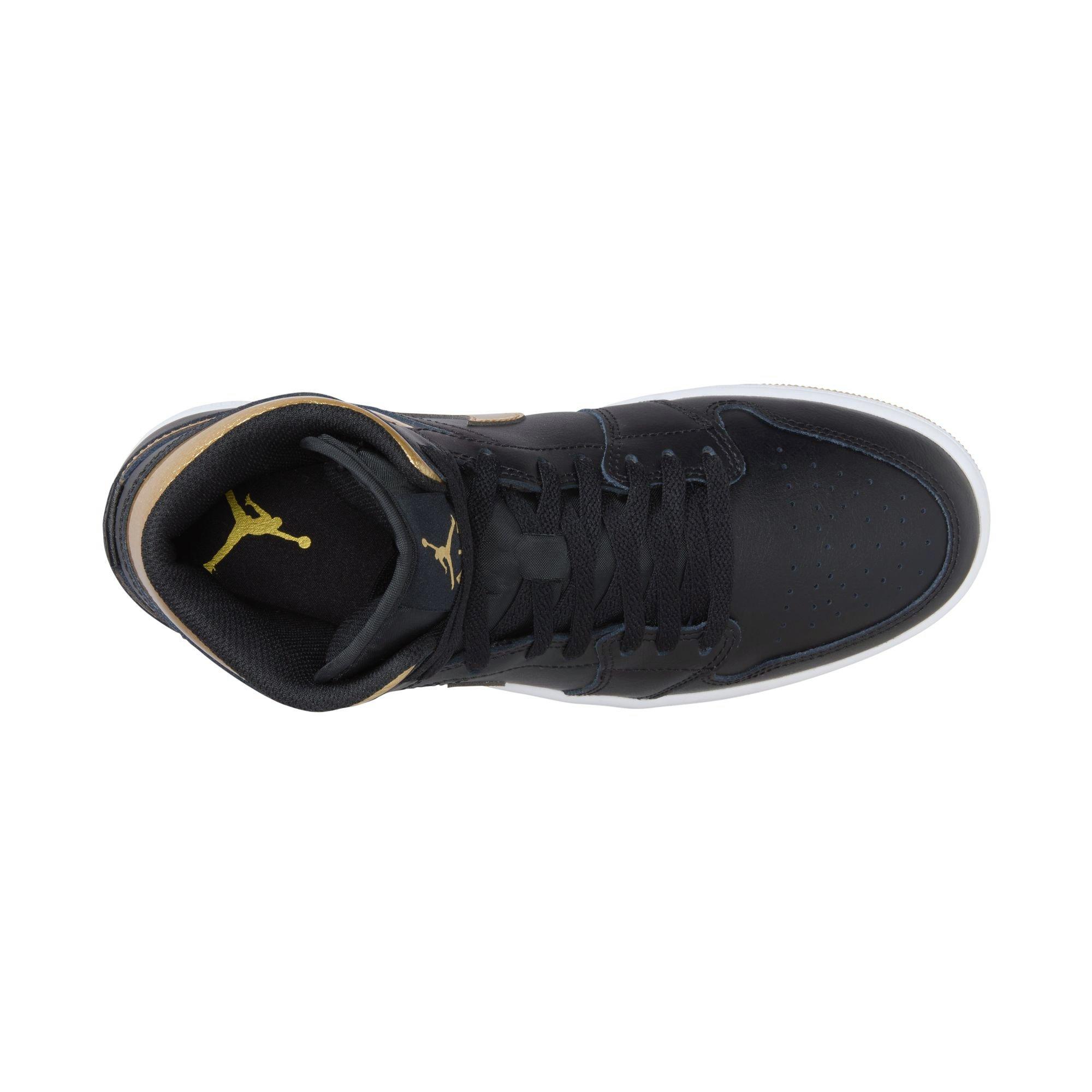 Jordan 1 Mid Men's "Black/Metallic Gold/White" Shoe