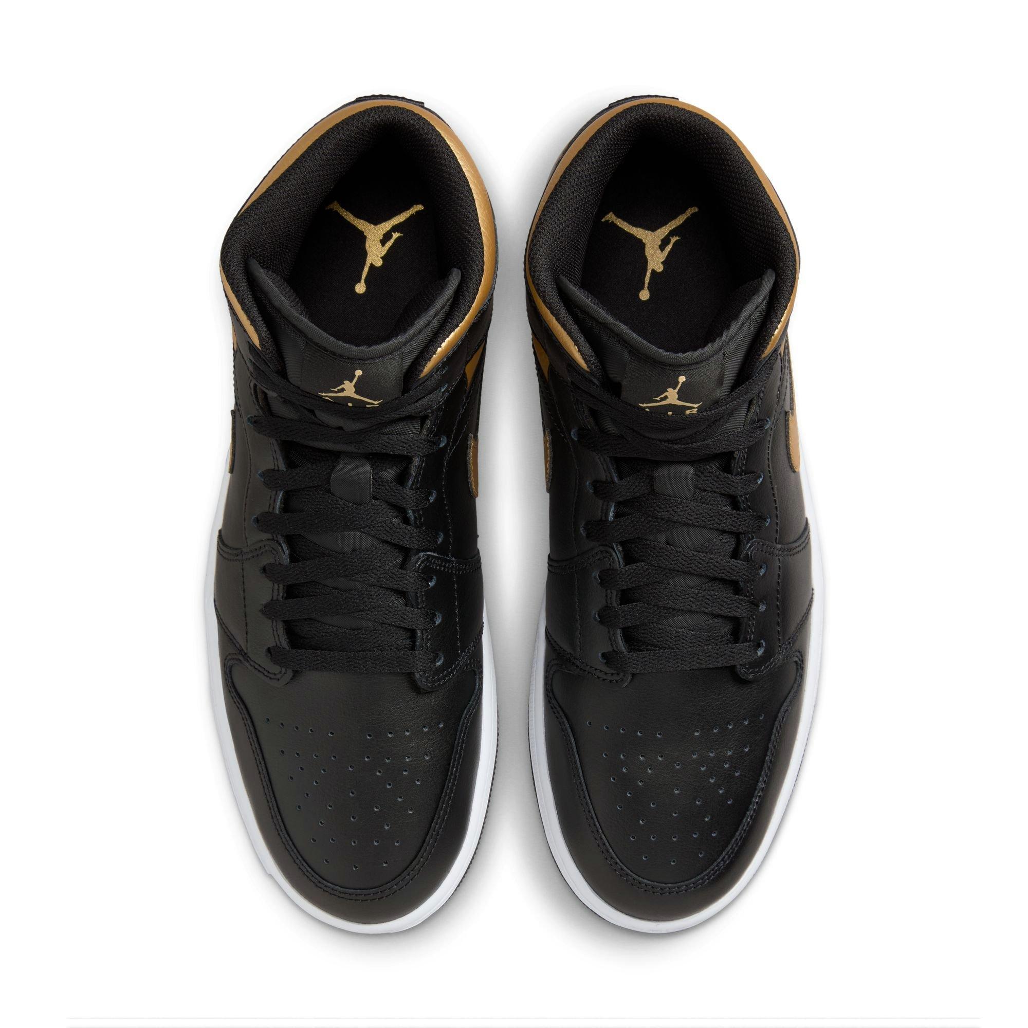 Jordan 1 Mid Men's "Black/Metallic Gold/White" Shoe