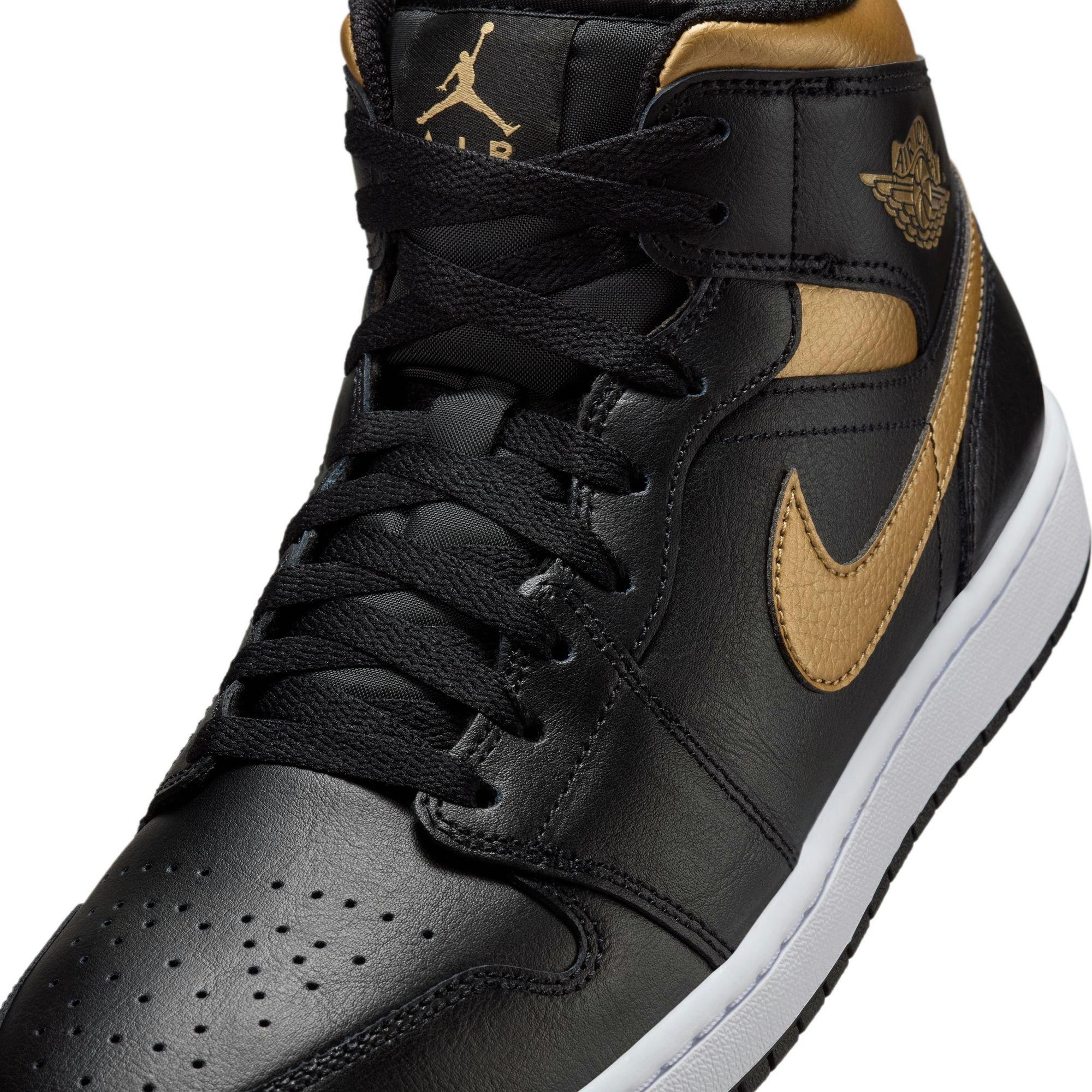 Jordan 1 Mid Men's "Black/Metallic Gold/White" Shoe