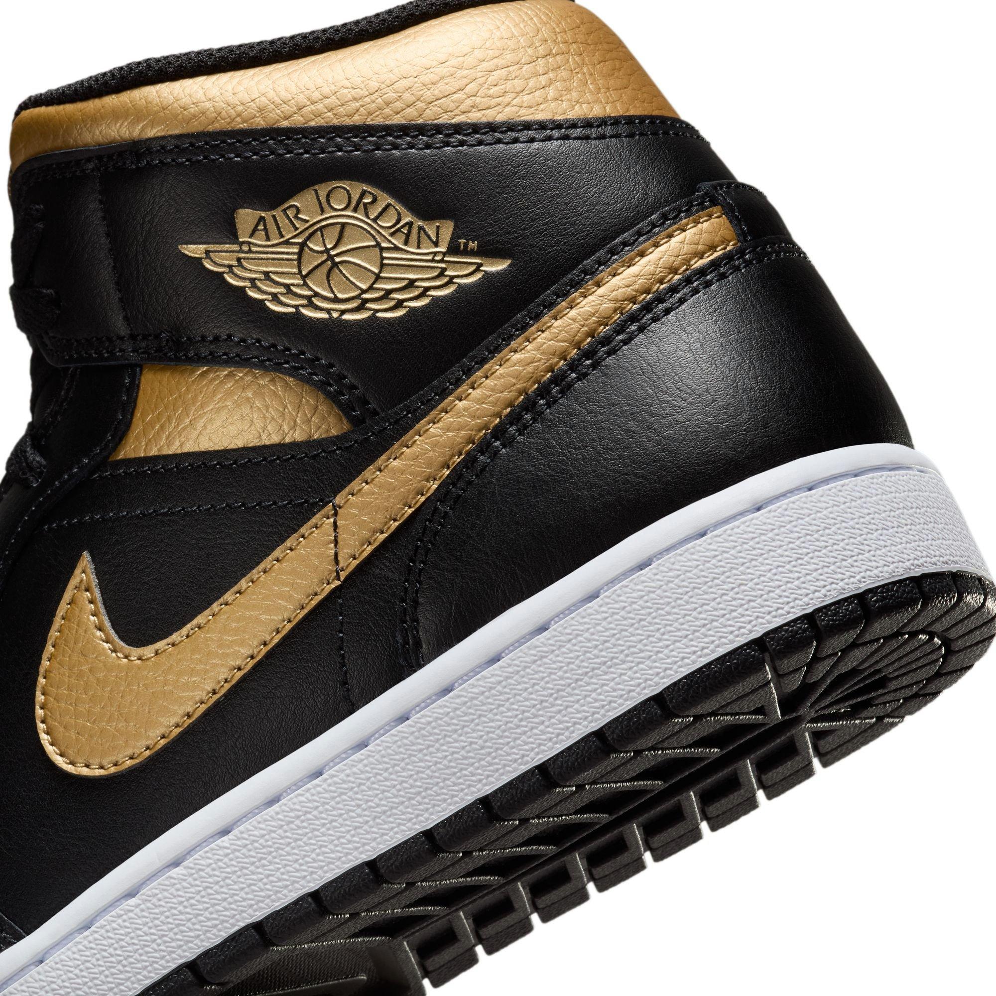 Jordan 1 Mid Men's "Black/Metallic Gold/White" Shoe