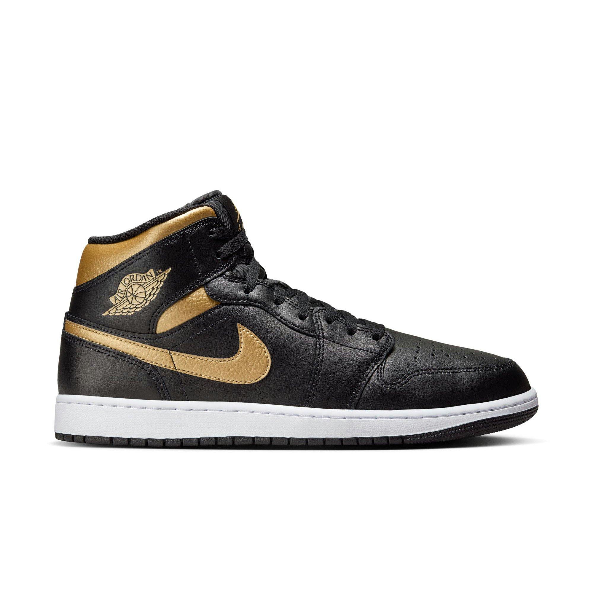 Jordan 1 Mid "Black/Metallic Gold/White" Men's Shoe - BLACK/GOLD/WHITE