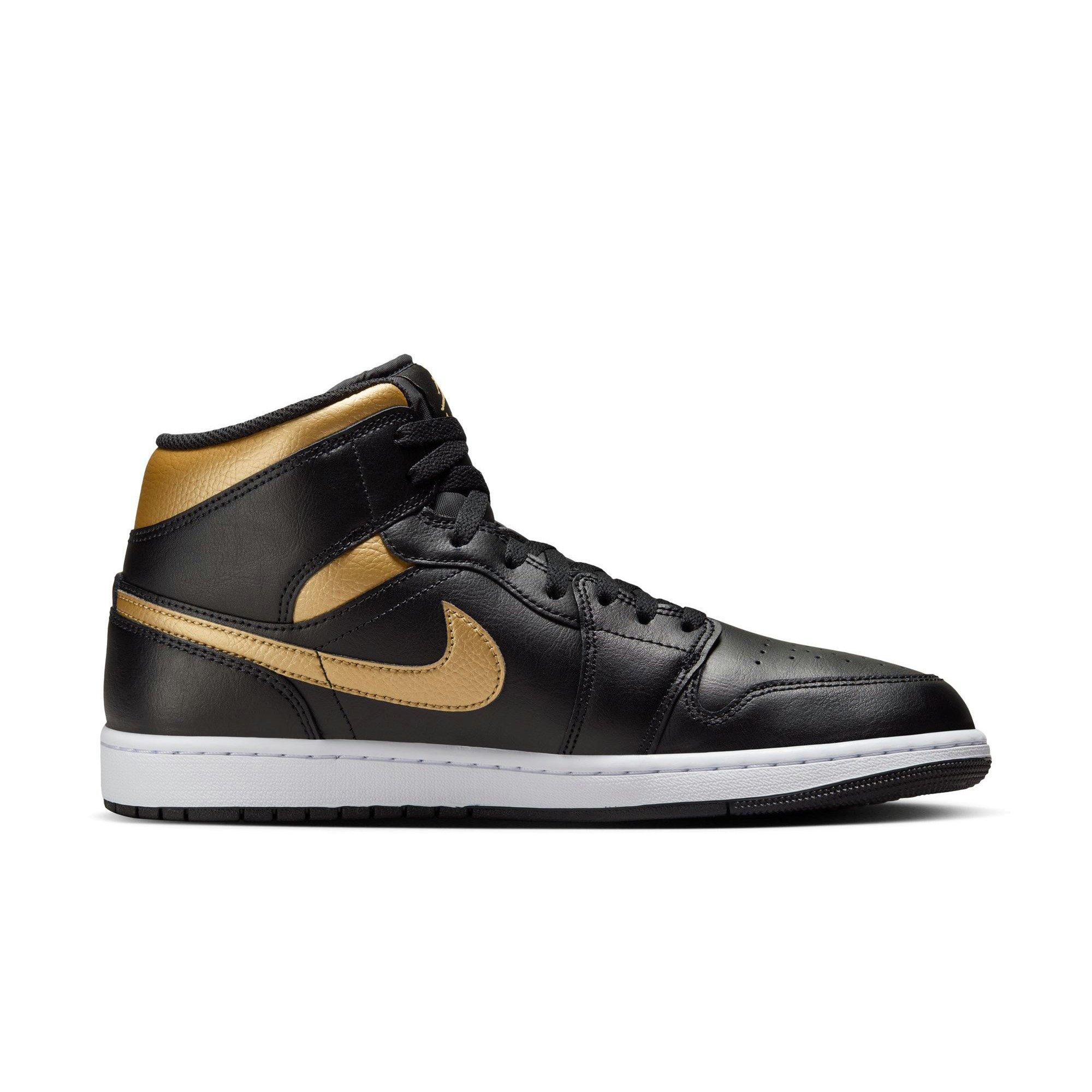 Jordan 1 Mid Men's "Black/Metallic Gold/White" Shoe