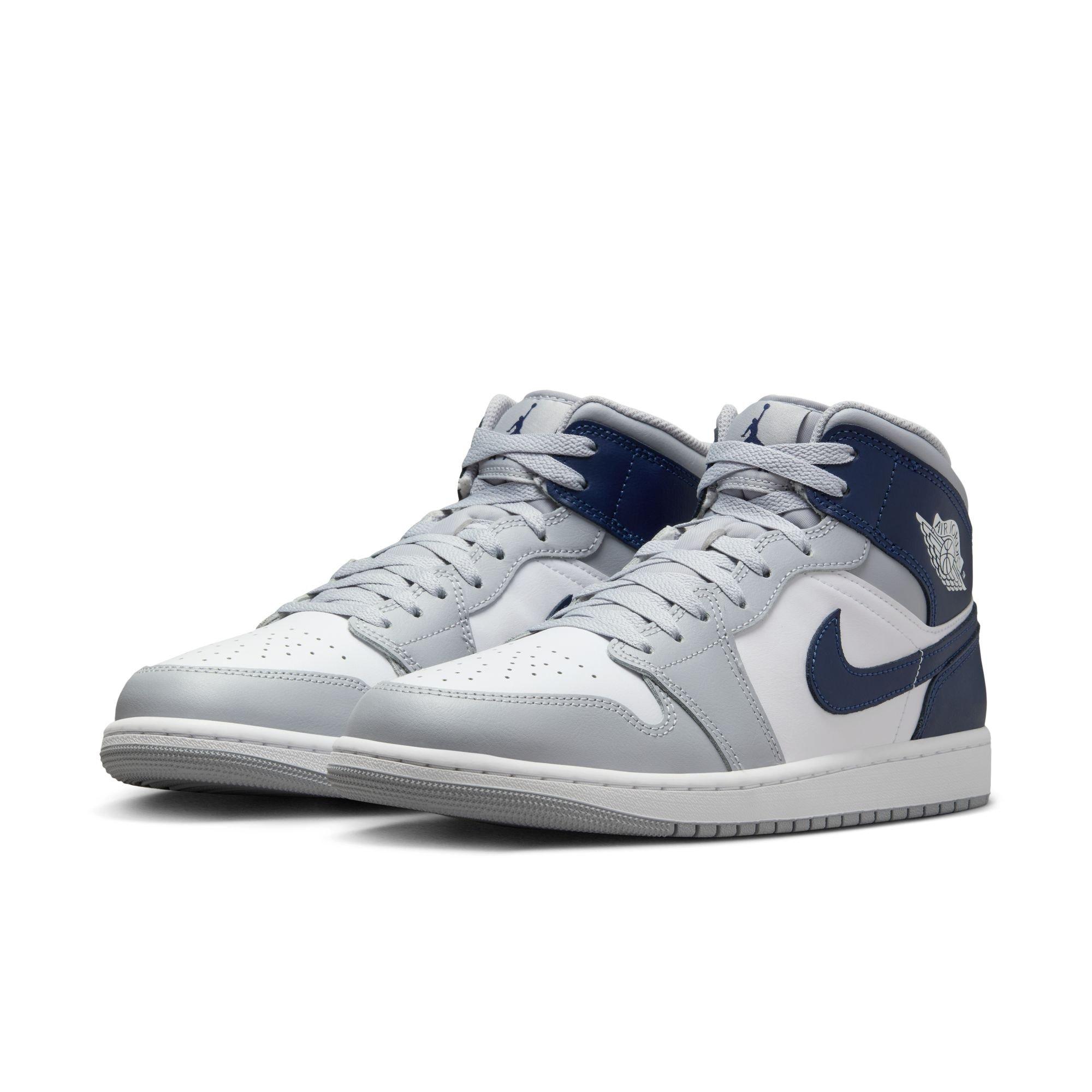 Jordan 1 Mid Men's "White/Midnight Navy/Wolf Grey" Shoe