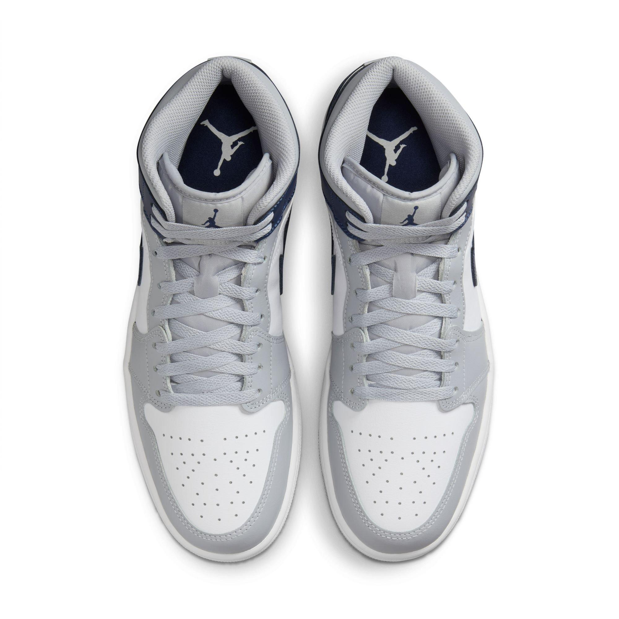 Jordan 1 Mid "White/Midnight Navy/Wolf Grey" Men's Shoe - WHITE/NAVY Thumbnail View 6