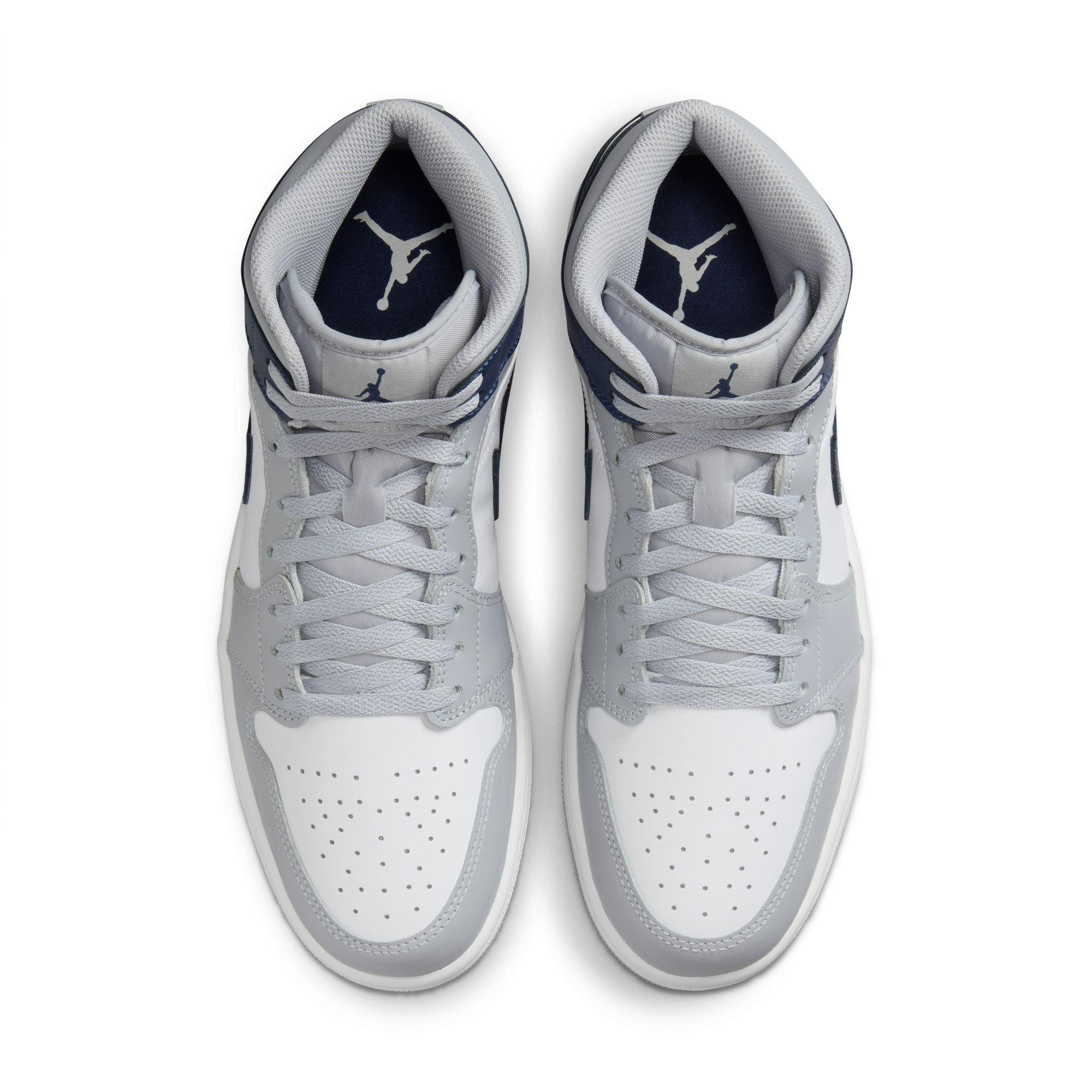 Jordan 1 Mid Men's "White/Midnight Navy/Wolf Grey" Shoe