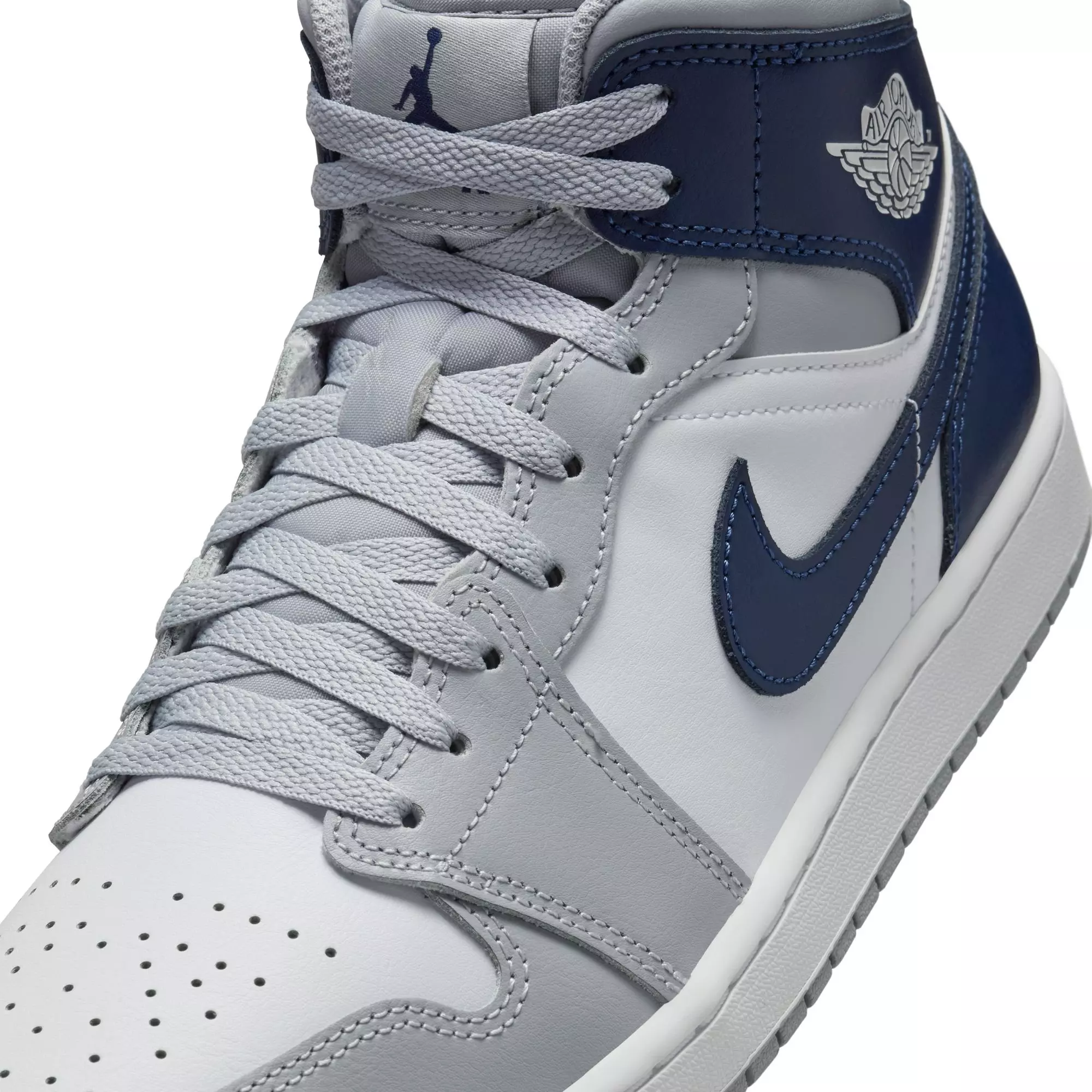 Jordan 1 Mid "White/Midnight Navy/Wolf Grey" Men's Shoe - WHITE/NAVY