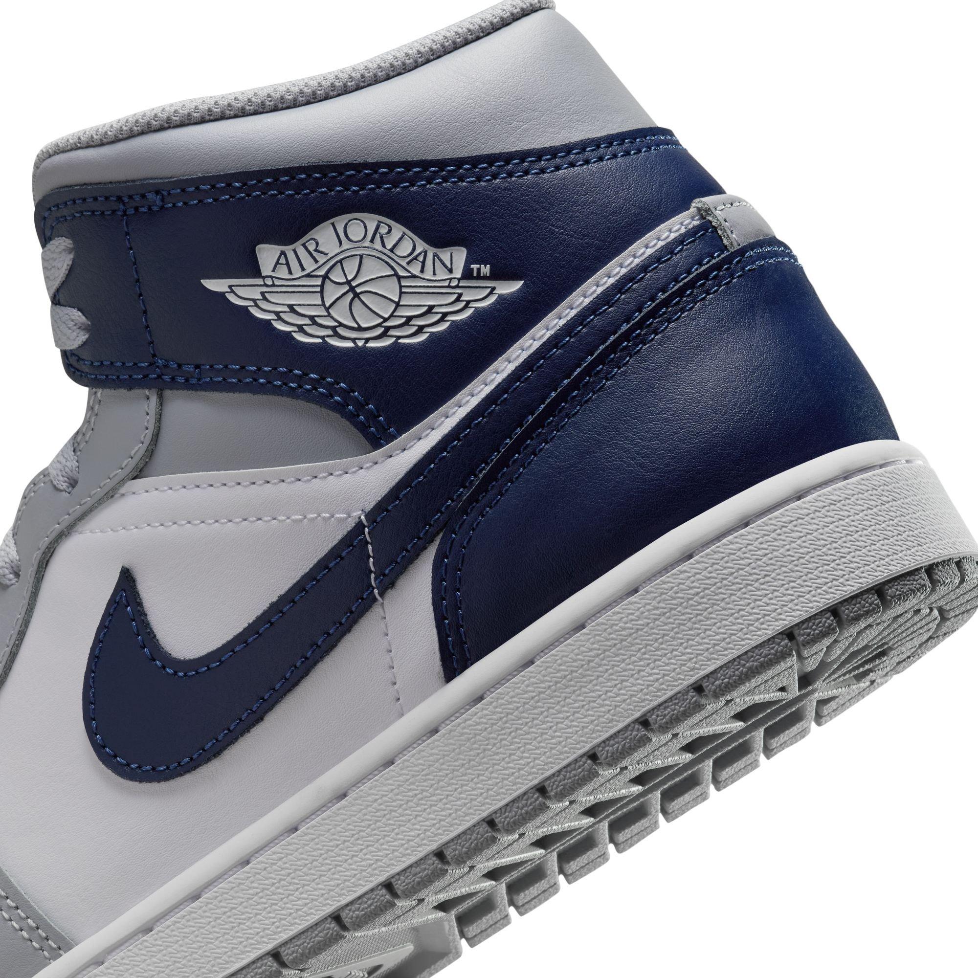 Jordan 1 Mid Men's "White/Midnight Navy/Wolf Grey" Shoe