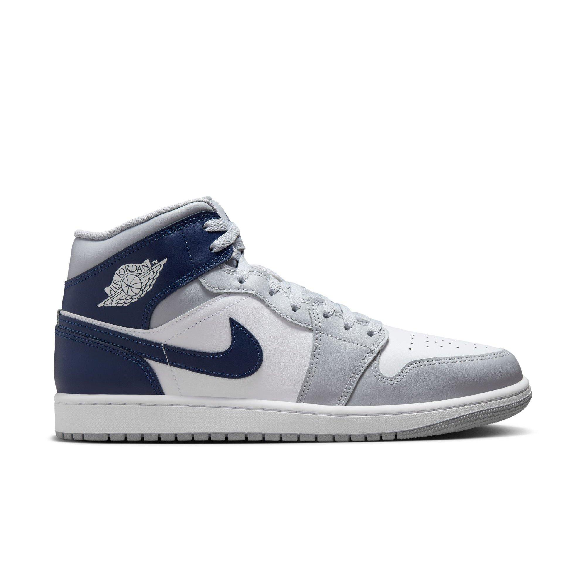Jordan 1 Mid "White/Midnight Navy/Wolf Grey" Men's Shoe - WHITE/NAVY Thumbnail View 1