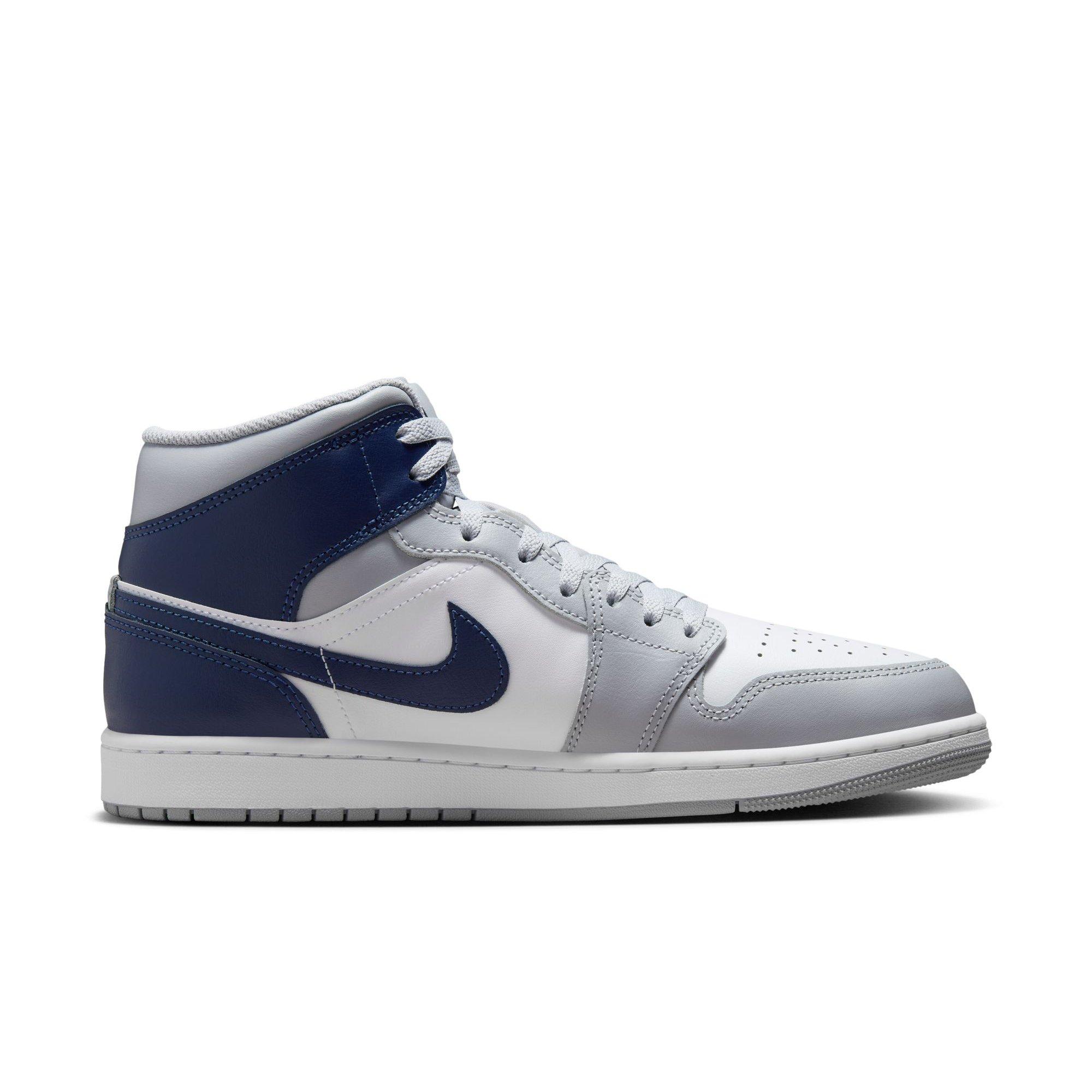 Jordan 1 Mid "White/Midnight Navy/Wolf Grey" Men's Shoe - WHITE/NAVY Thumbnail View 2