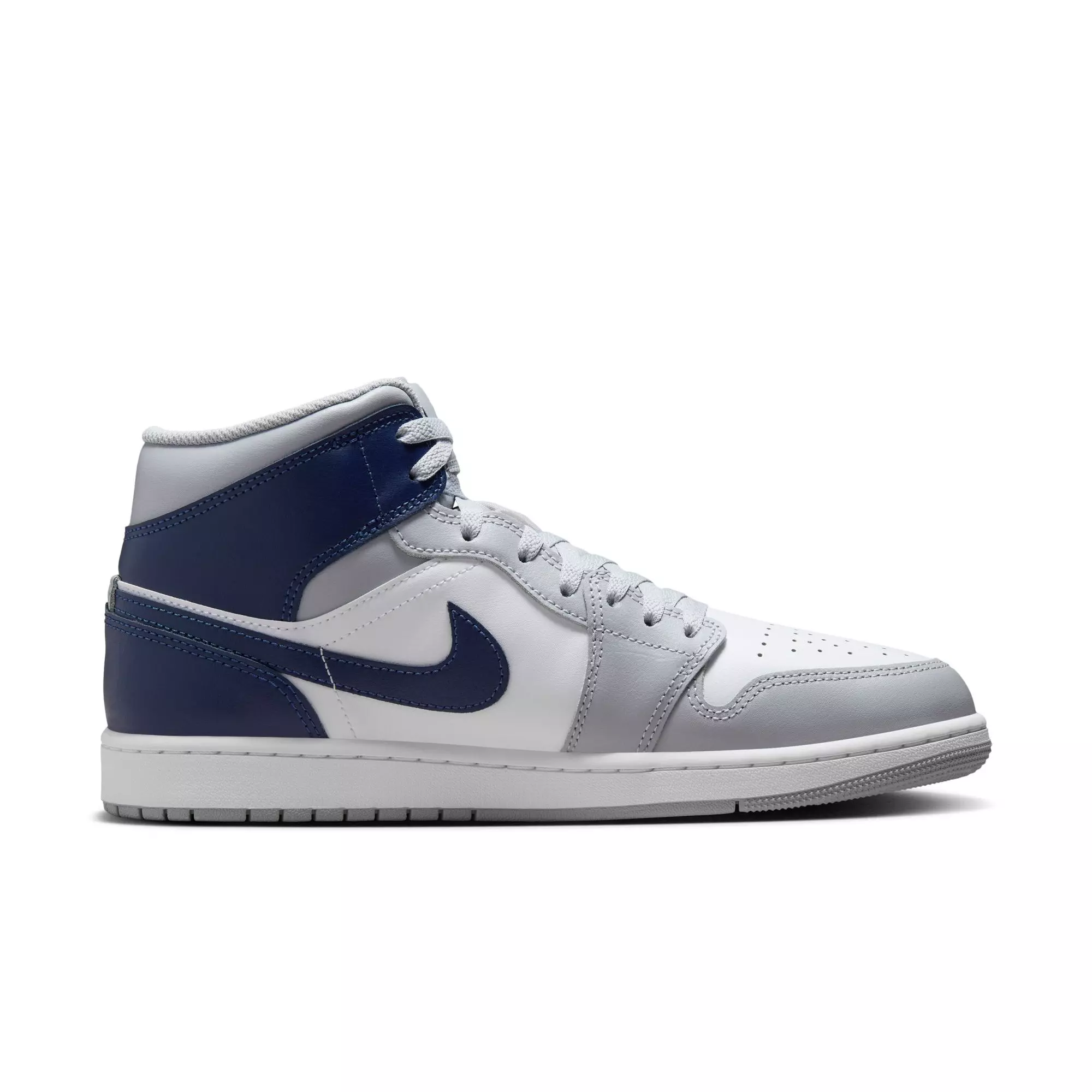 Jordan 1 Mid "White/Midnight Navy/Wolf Grey" Men's Shoe - WHITE/NAVY