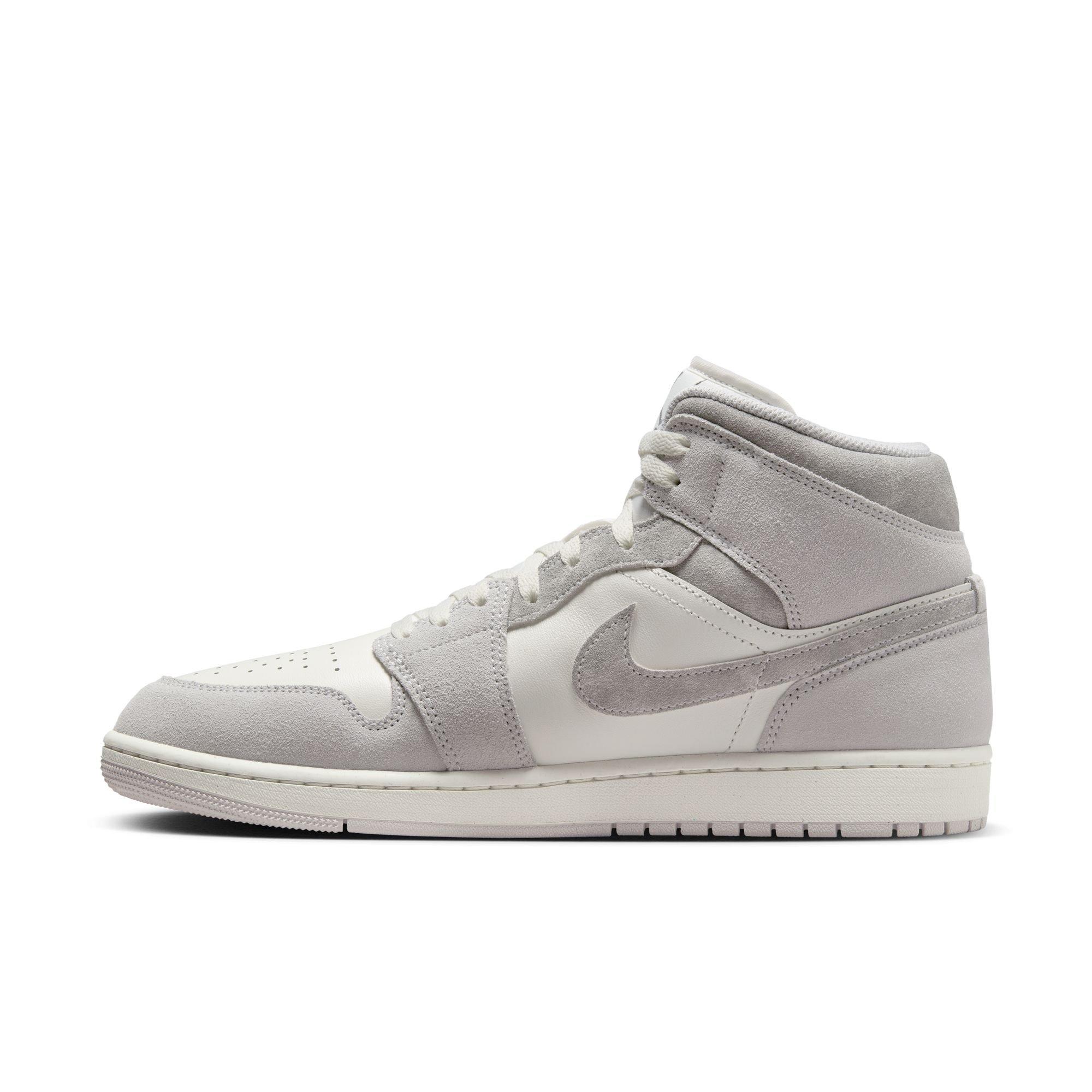 Jordan 1 Mid SE "Neutral Grey/Smoke Grey/Sail" Men's Shoe - GREY/WHITE Thumbnail View 4