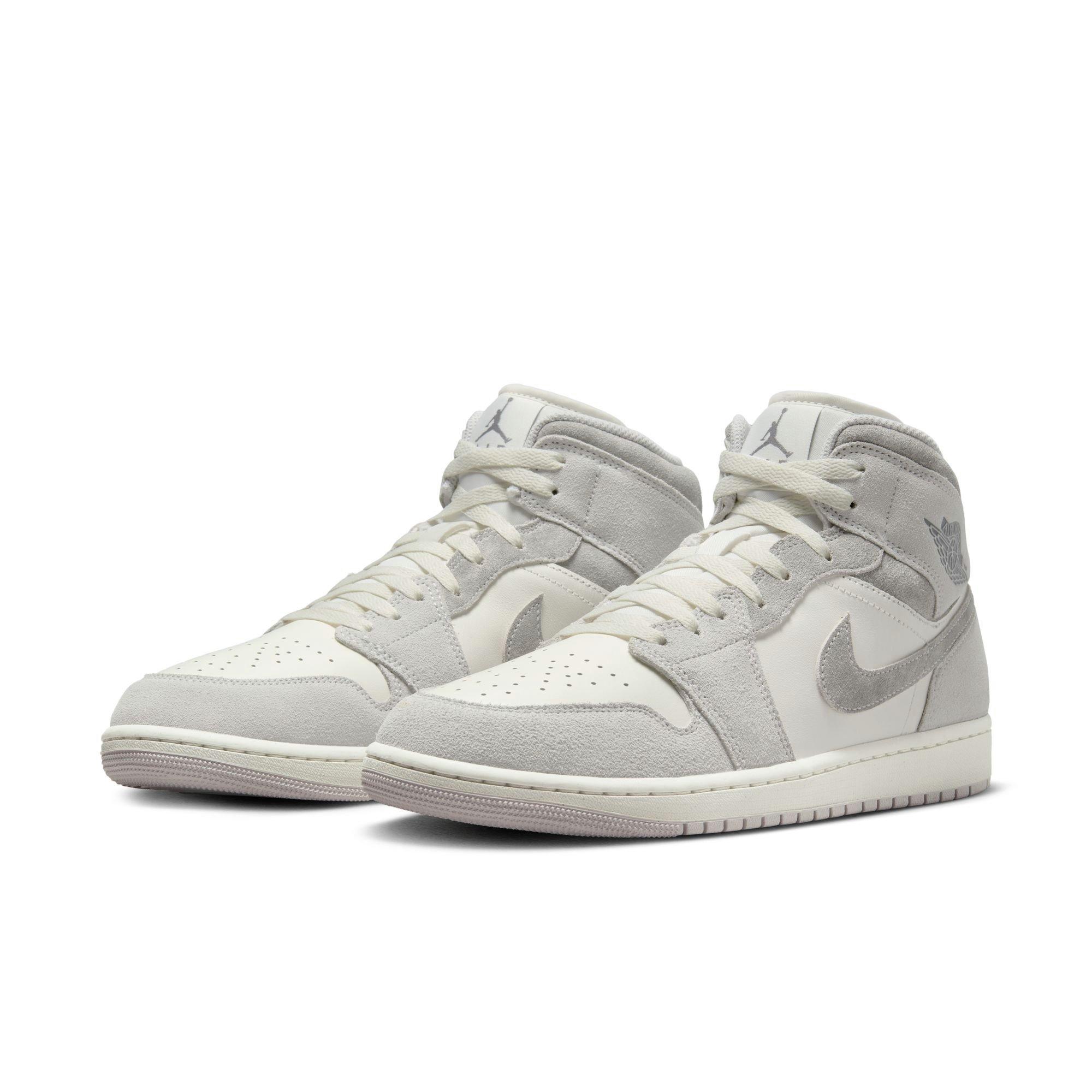 Jordan 1 Mid SE "Neutral Grey/Smoke Grey/Sail" Men's Shoe - GREY/WHITE Thumbnail View 5