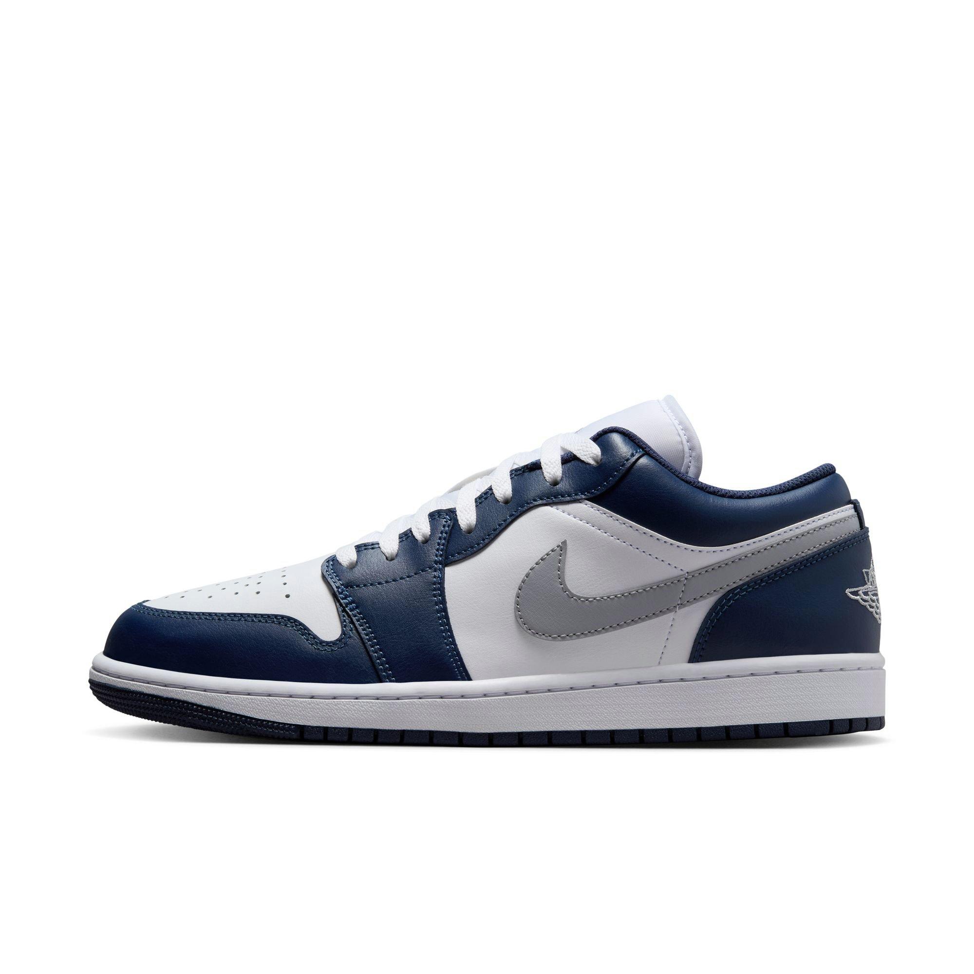 Jordan 1 Low "White/Wolf Grey/Midnight Navy" Men's Shoe - WHITE/GREY/NAVY Thumbnail View 3