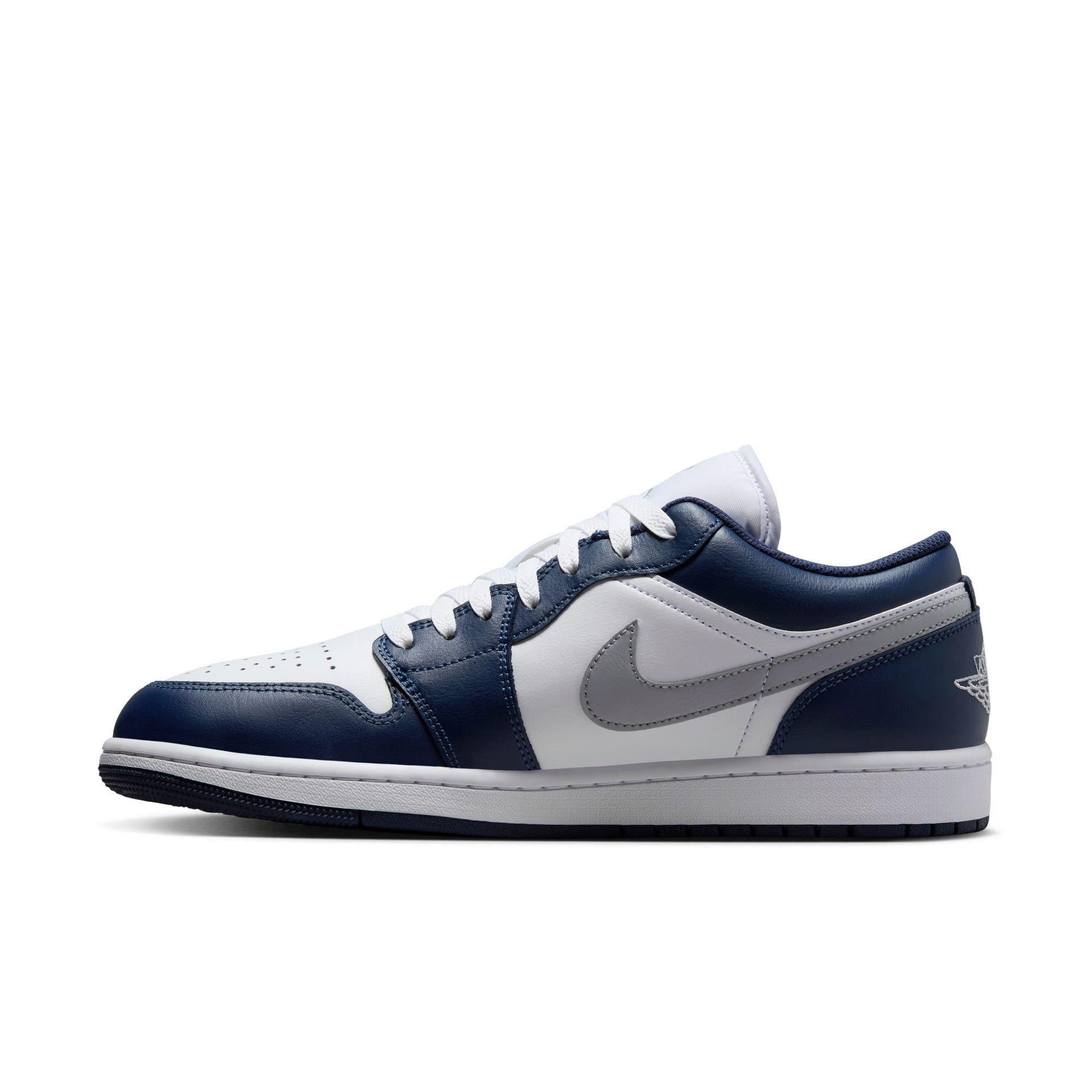 Jordan 1 Low "White/Wolf Grey/Midnight Navy" Men's Shoe - WHITE/GREY/NAVY Thumbnail View 4