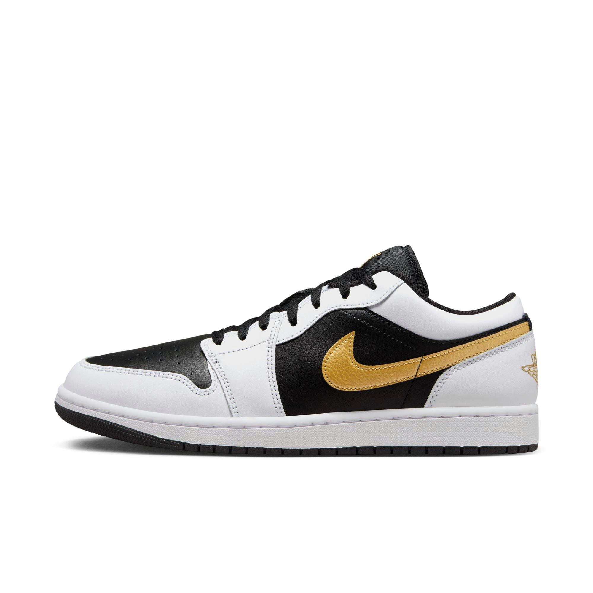 Jordan 1 Low "White/Metallic Gold/Black" Men's Shoe - WHITE/BLACK Thumbnail View 3