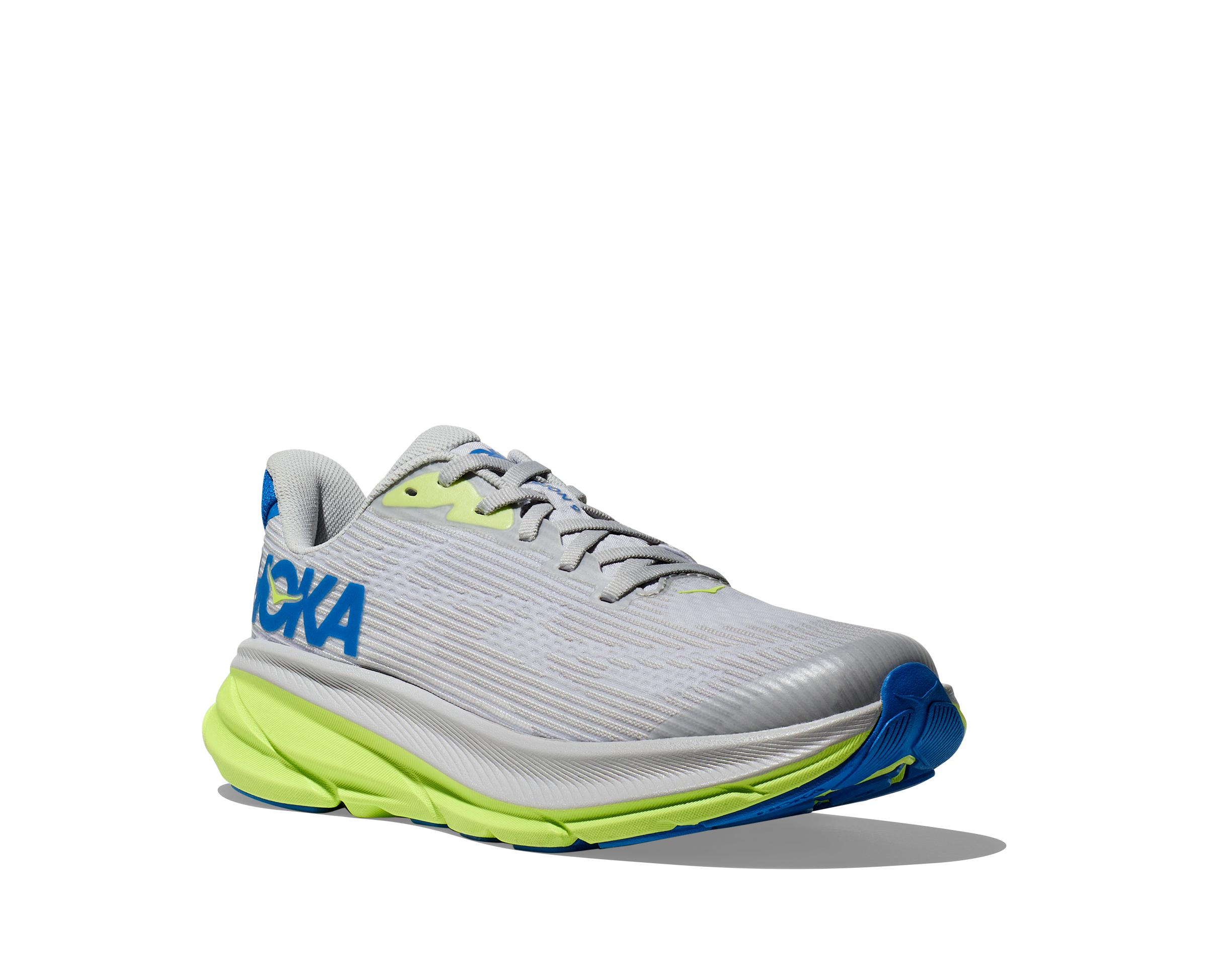 Hoka Clifton 9 Grade School Boys' "Stardust/Electric Cobalt" Running Shoe