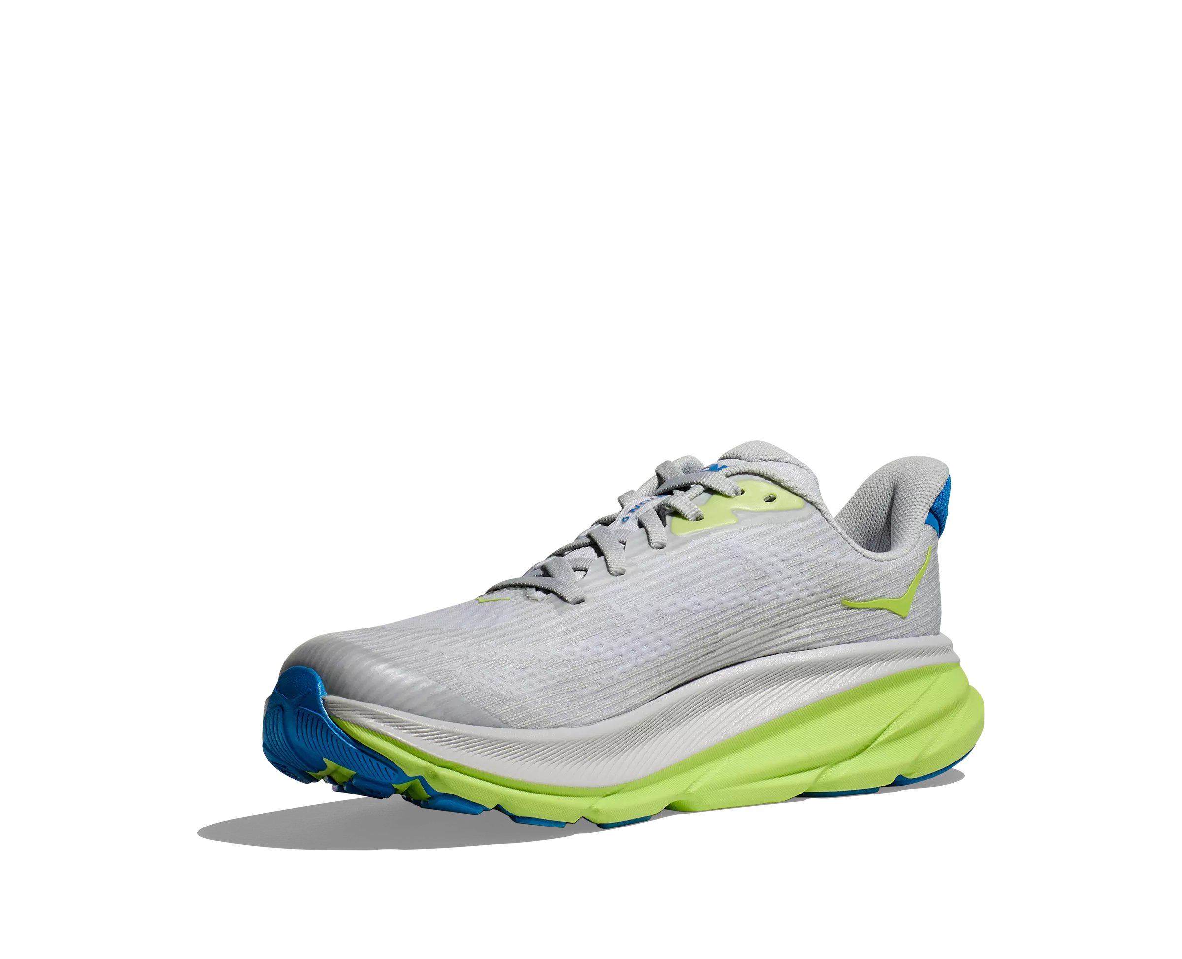 Hoka Clifton 9 "Stardust/Electric Cobalt" Grade School Boys' Running Shoe - GREY/GREEN