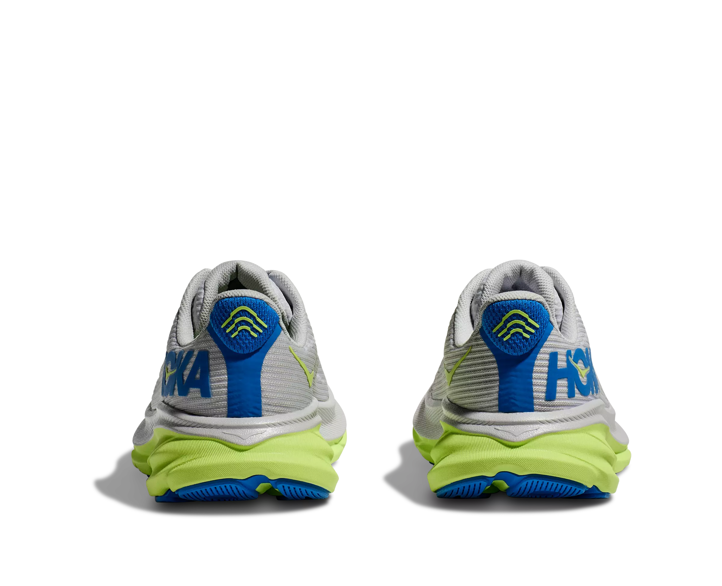 Hoka Clifton 9 "Stardust/Electric Cobalt" Grade School Boys' Running Shoe - GREY/GREEN