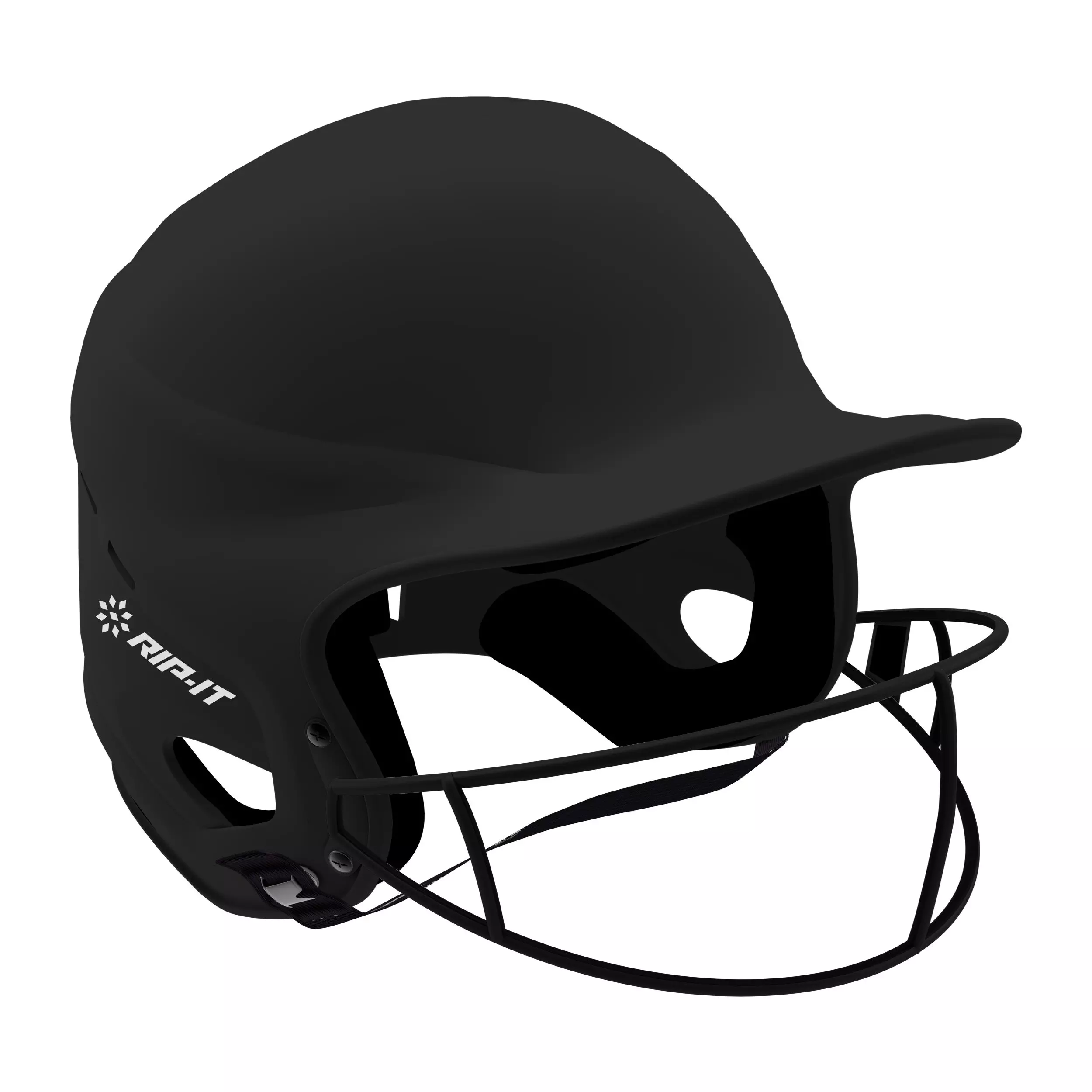 RIP-IT Vision Pro Matte Black Softball Batting Helmet - S/M - BLACK