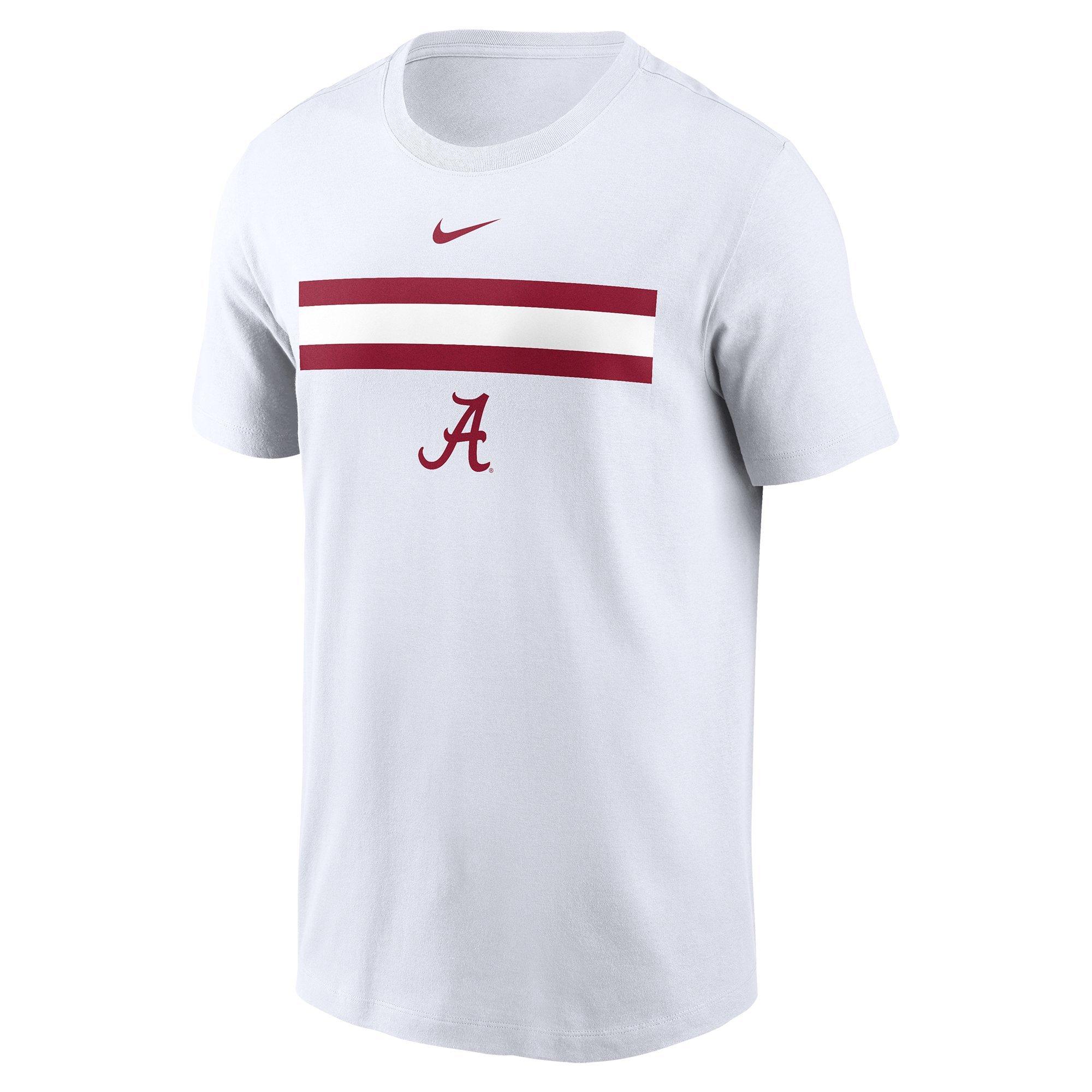 Nike Men's Alabama Crimson Tide Striped Logo Tee - WHITE Thumbnail View 1