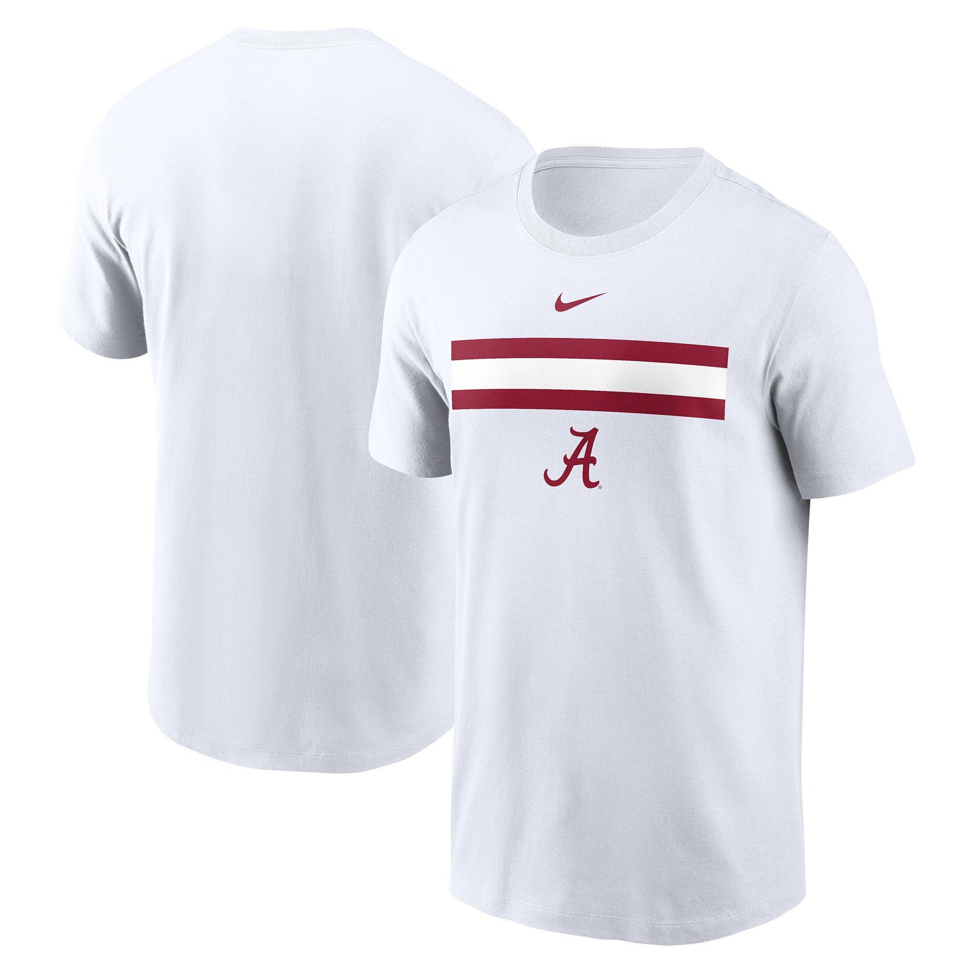 Nike Men's Alabama Crimson Tide Striped Logo Tee - WHITE Thumbnail View 3