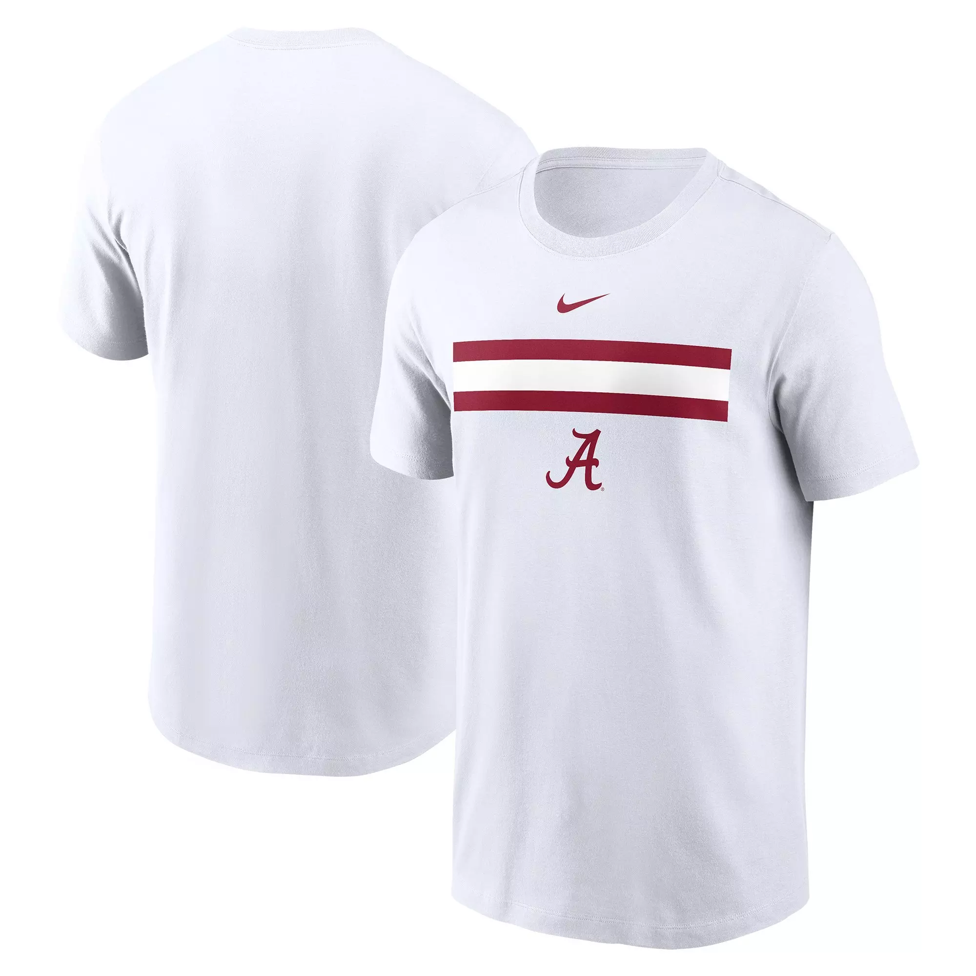 Nike Men's Alabama Crimson Tide Striped Logo Tee - WHITE