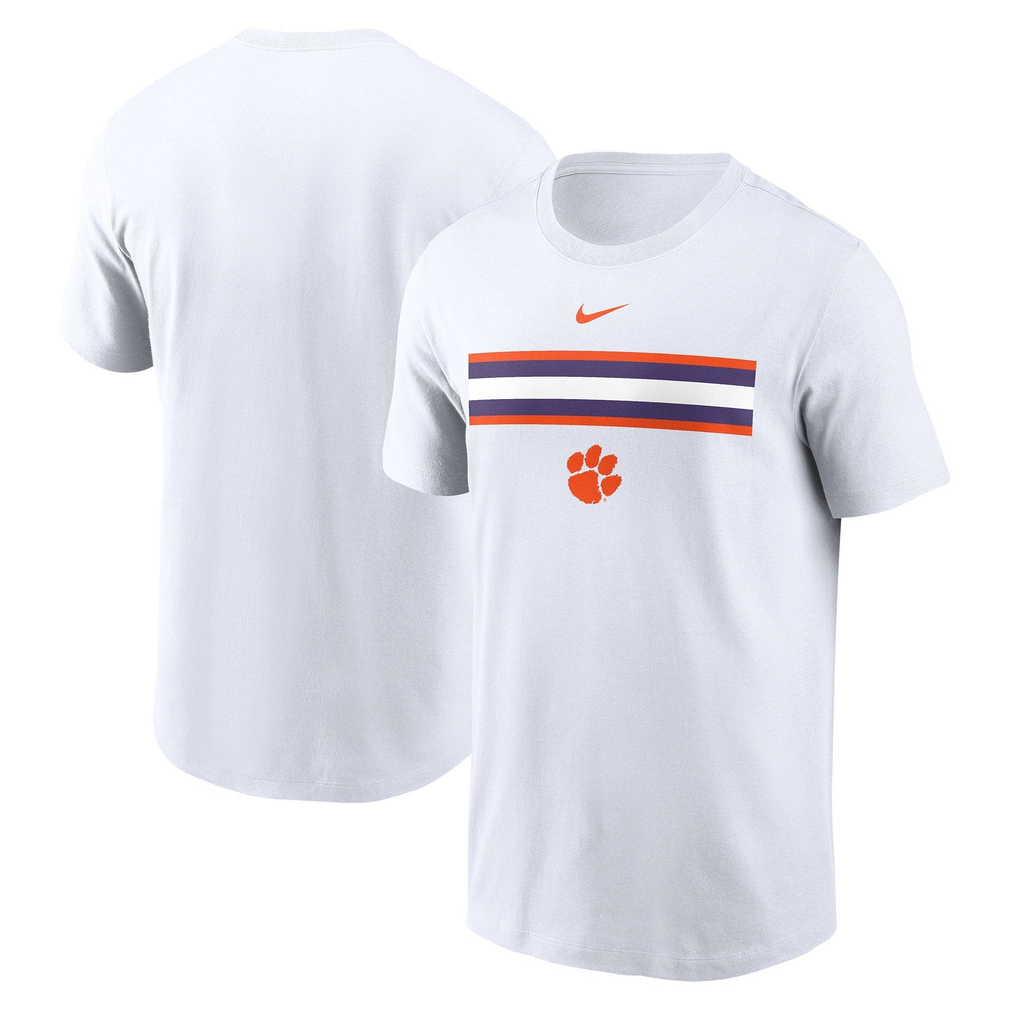 Nike Men's Clemson Tigers Striped Logo Tee - WHITE Thumbnail View 3