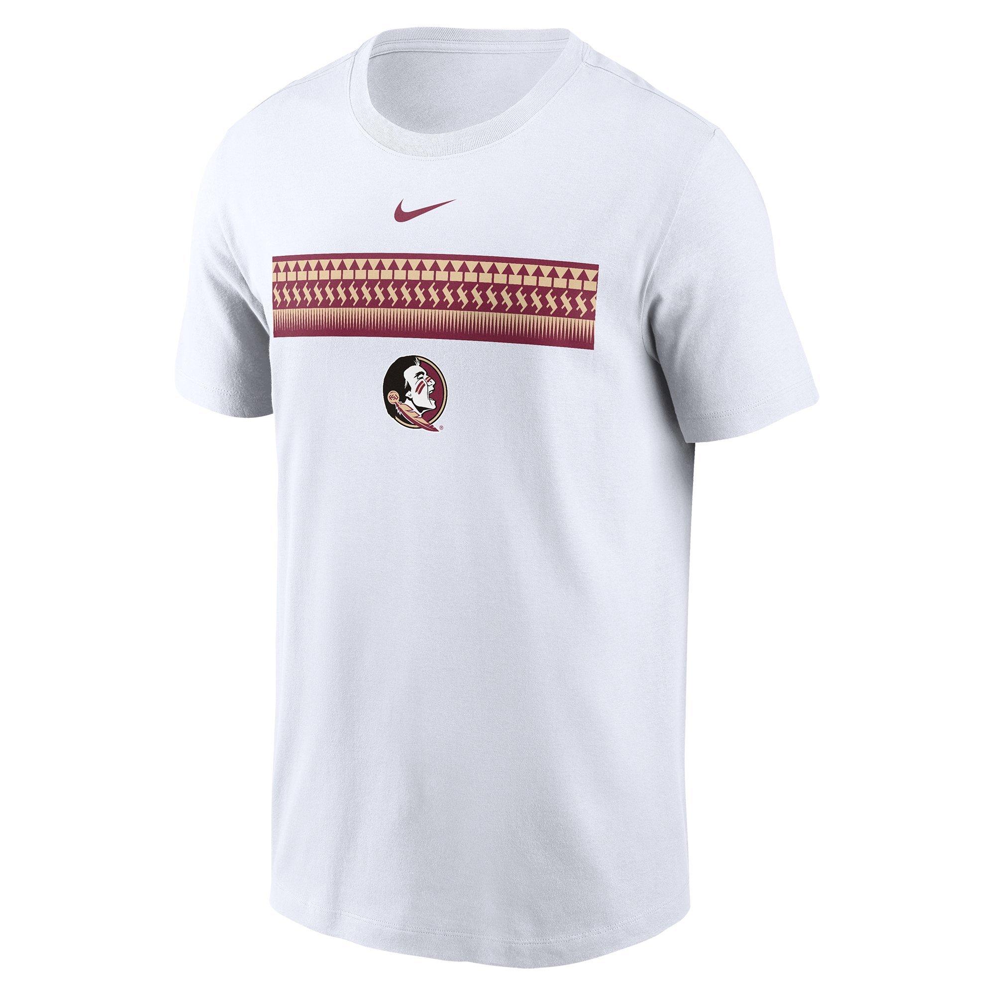 Nike Men's Florida State Seminoles Striped Logo Tee - WHITE Thumbnail View 1