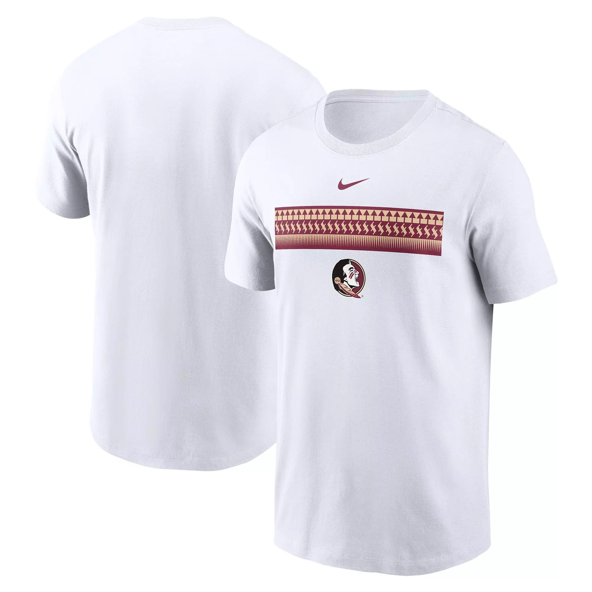 Nike Men's Florida State Seminoles Striped Logo Tee - WHITE