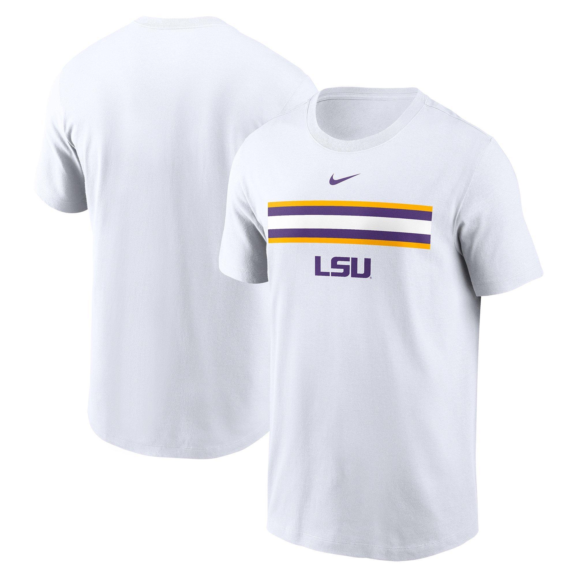 Nike Men's LSU Tigers Striped Logo Tee - WHITE Thumbnail View 3