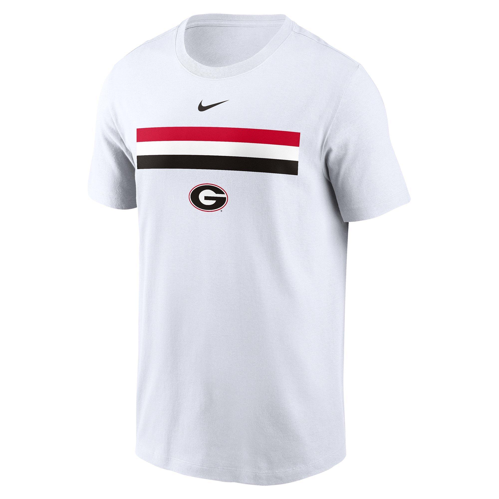 Nike Men's Georgia Bulldogs Striped Logo Tee - WHITE Thumbnail View 1