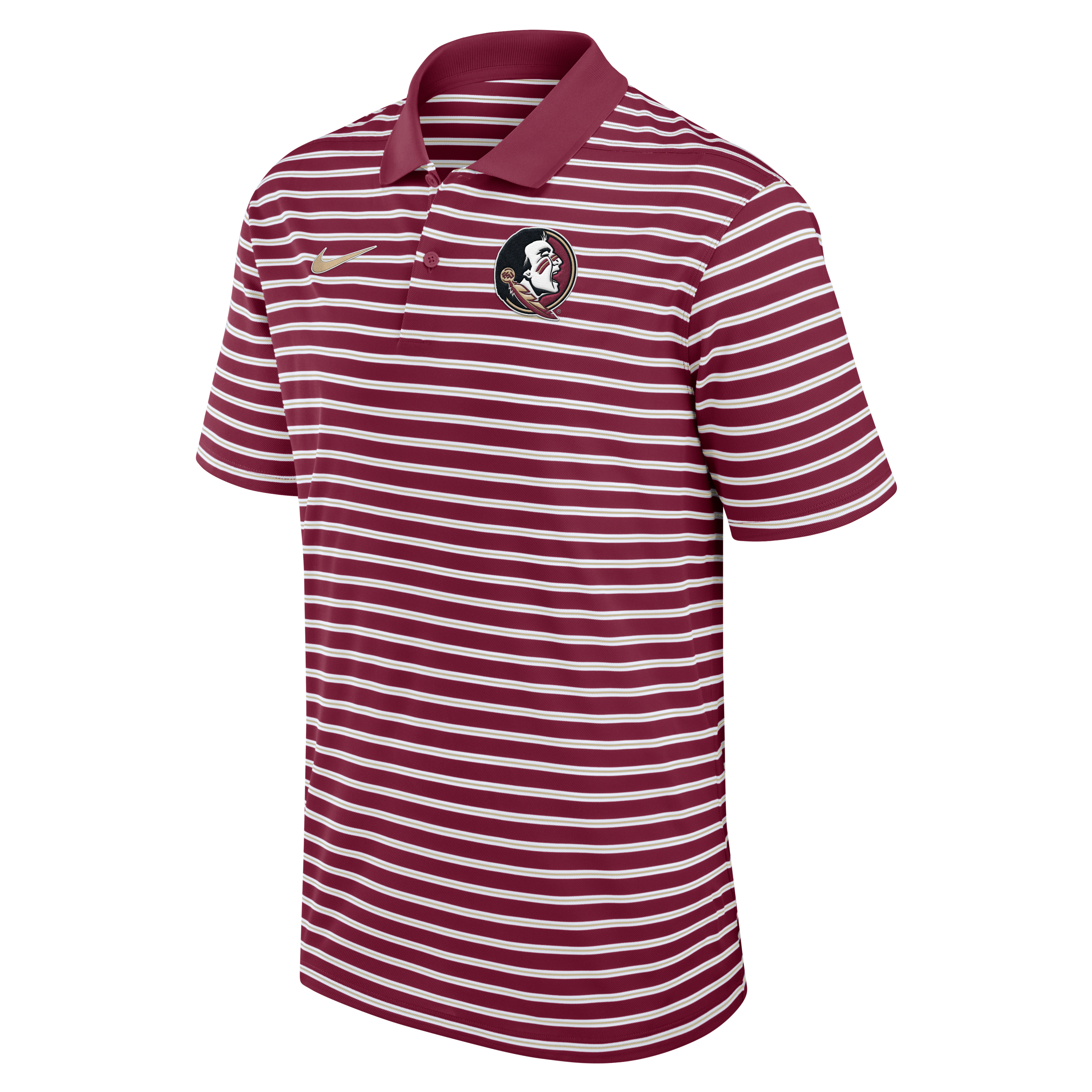 Nike Men's Florida State Seminoles Striped Polo-Red - MAROON Thumbnail View 1