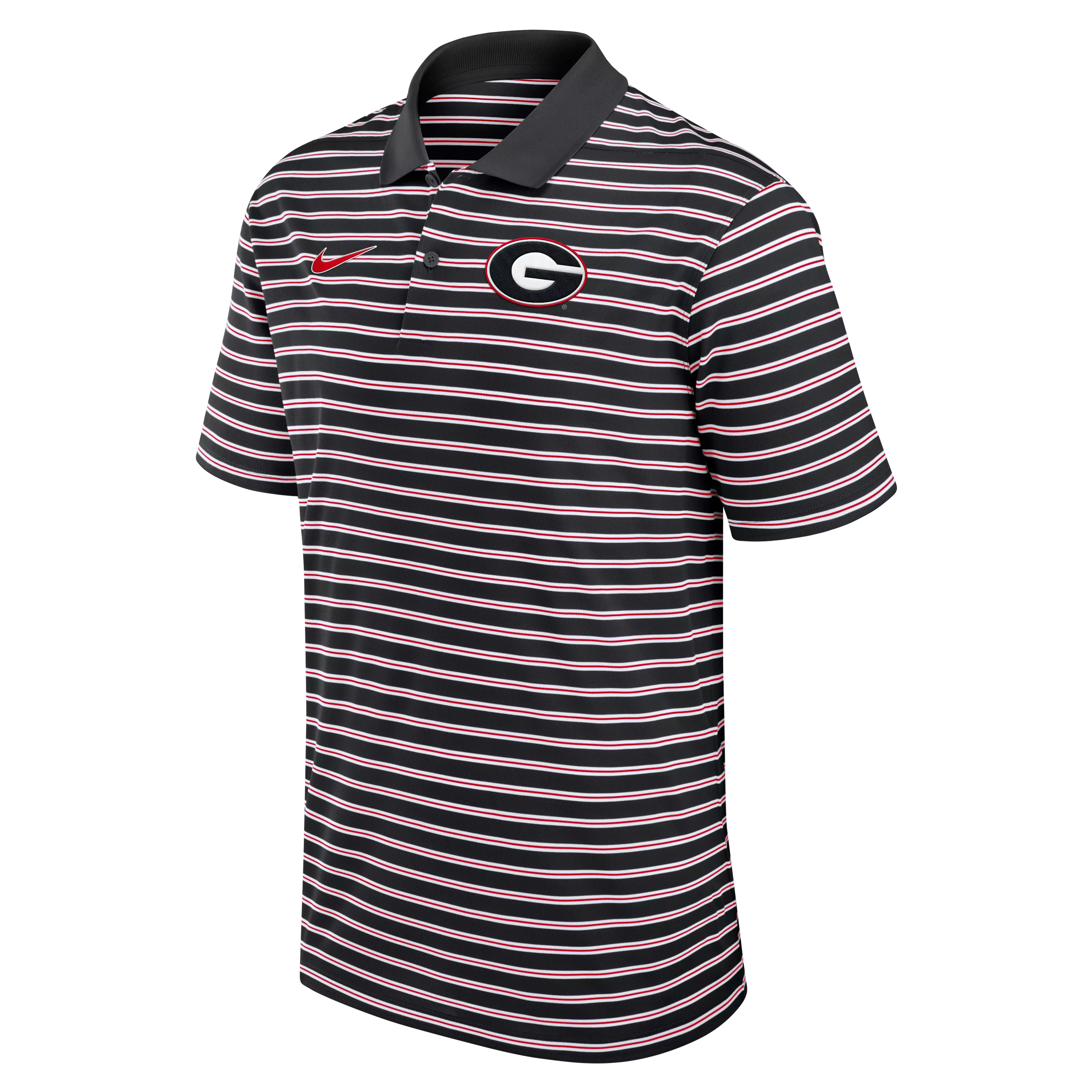 Nike Men's Georgia Bulldogs Striped Polo-Black - BLACK