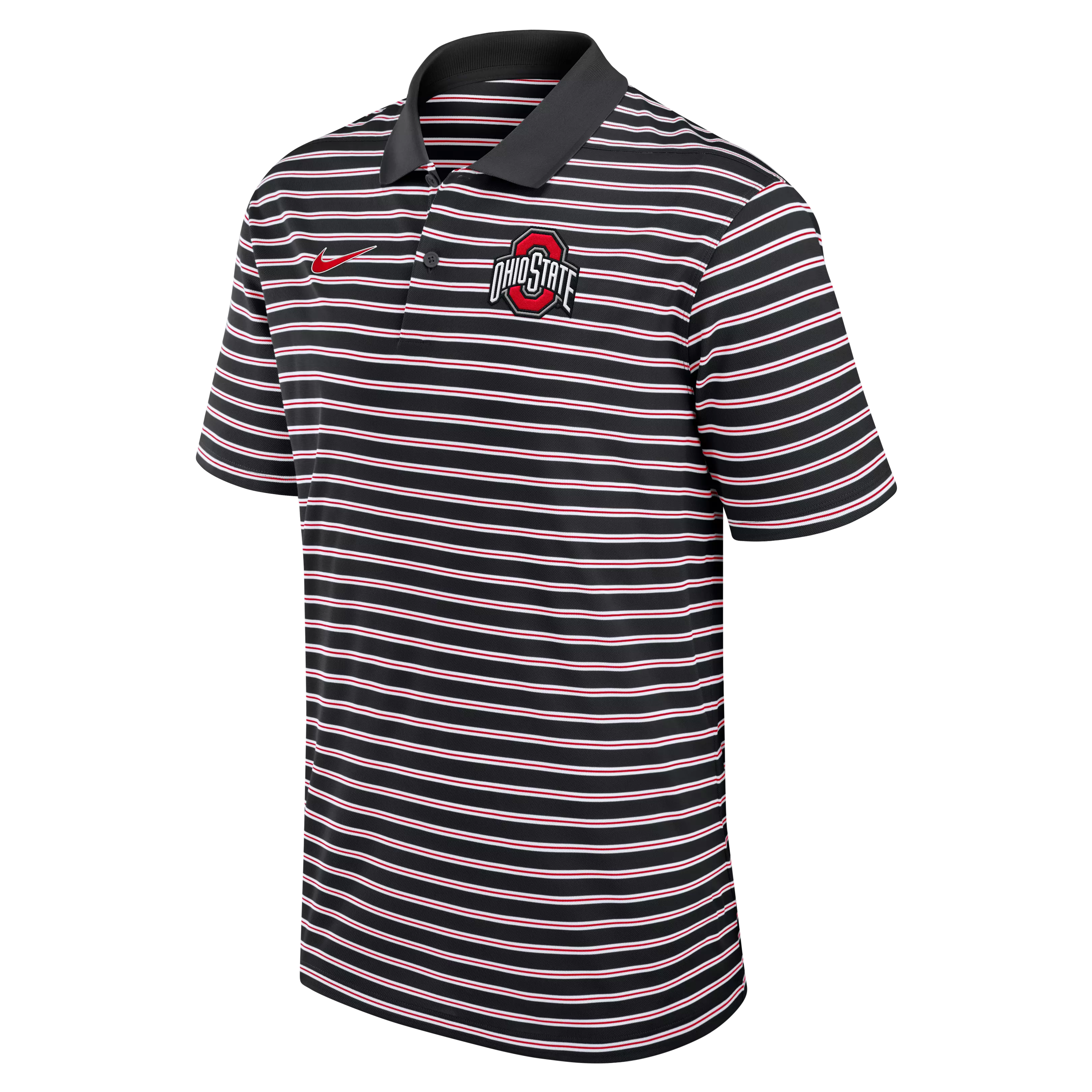 Nike Men's Ohio State Buckeyes Striped Polo-Black - BLACK