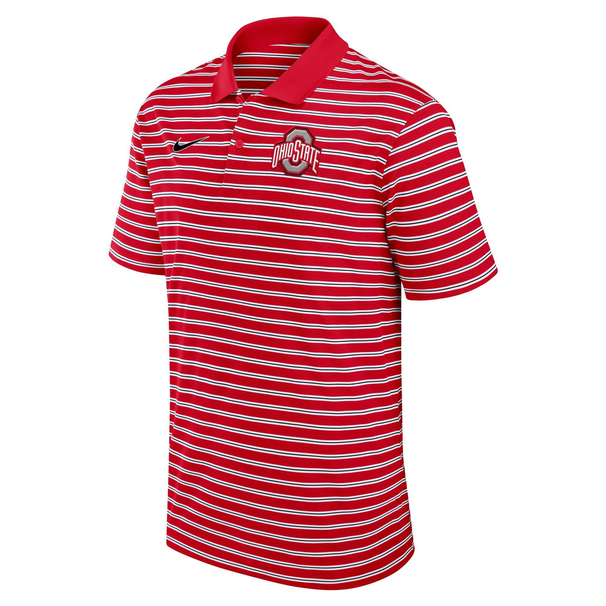 Nike Men's Ohio State Buckeyes Primetime Victory Striped Polo - RED Thumbnail View 1