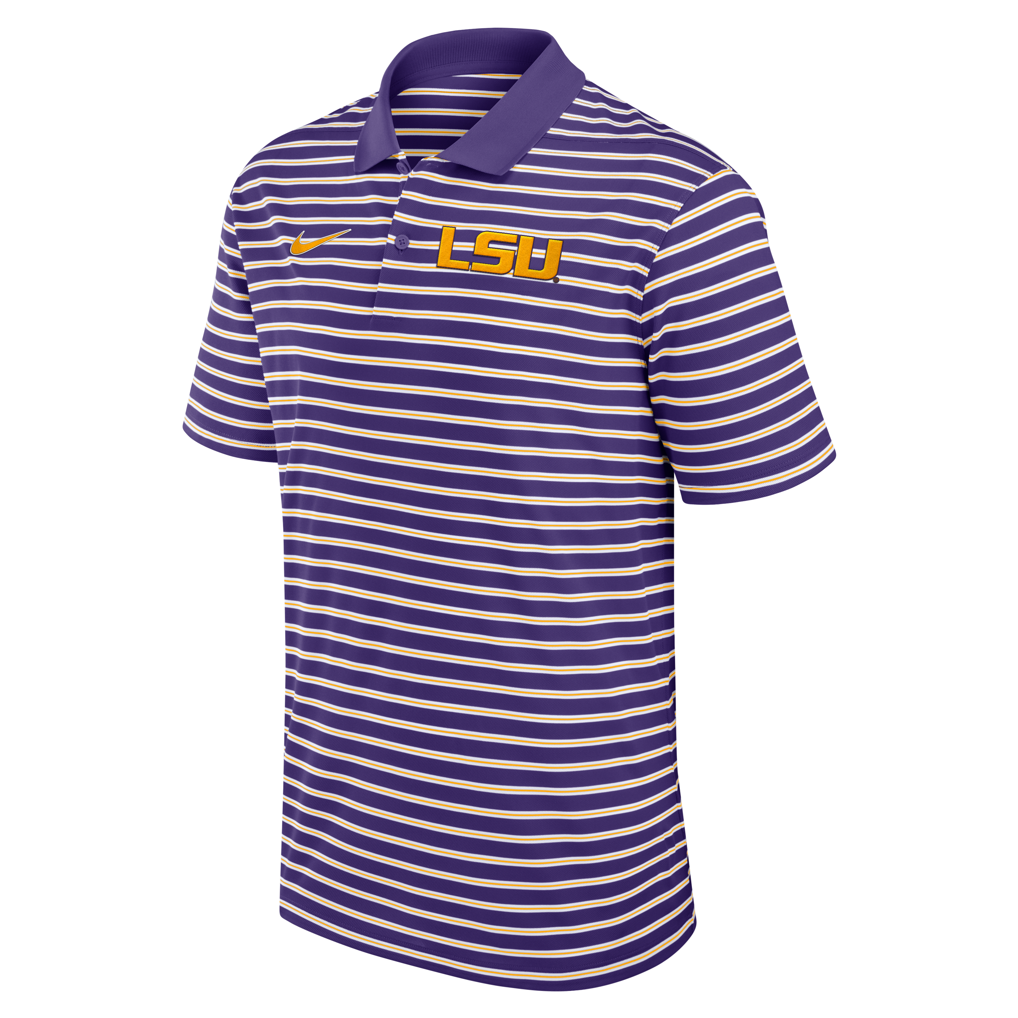 Nike Men's LSU Tigers Striped Polo-Purple - PURPLE Thumbnail View 1