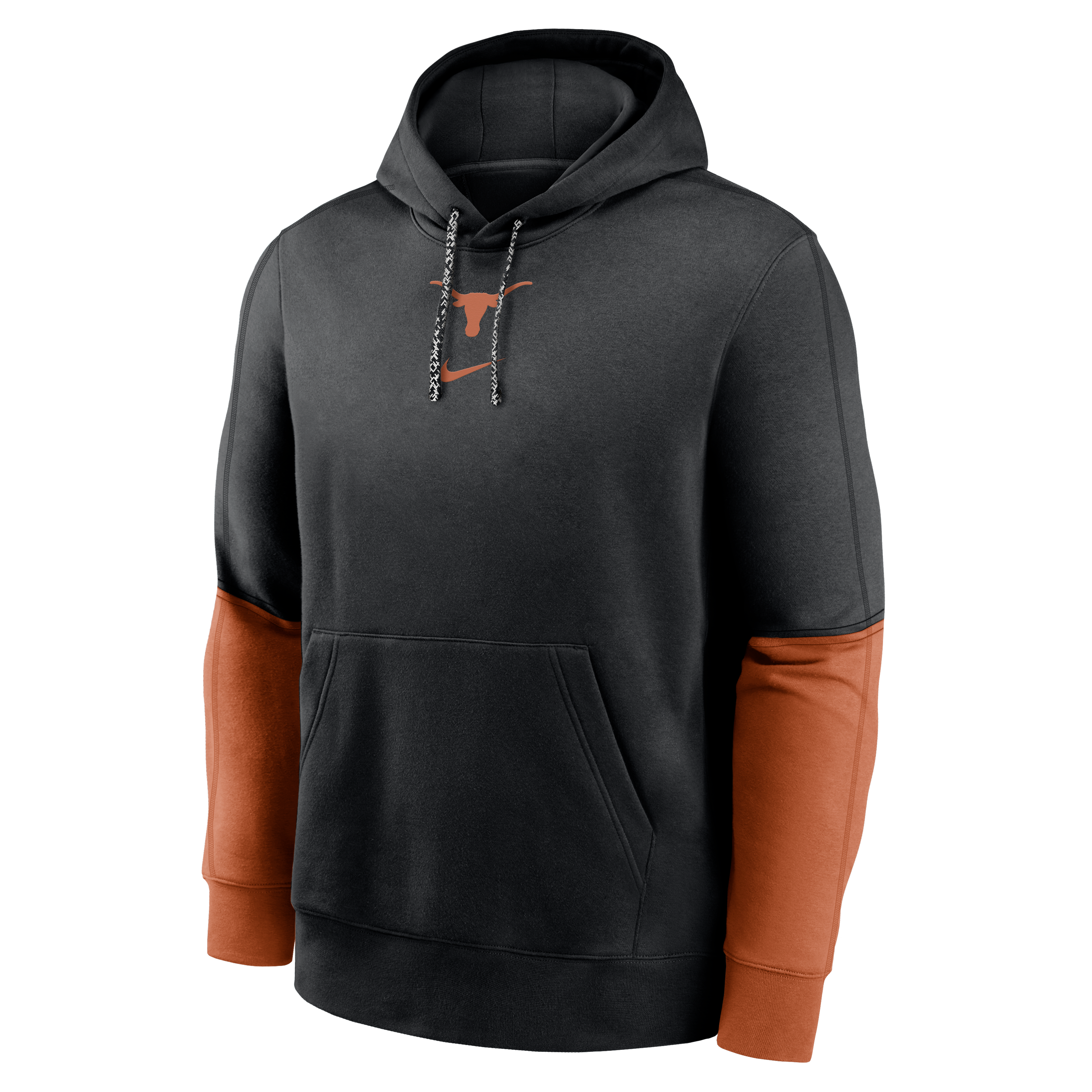 Nike Men's Texas Longhorns '24 Club Hoodie-Black/Orange - BLACK/ORANGE Thumbnail View 1