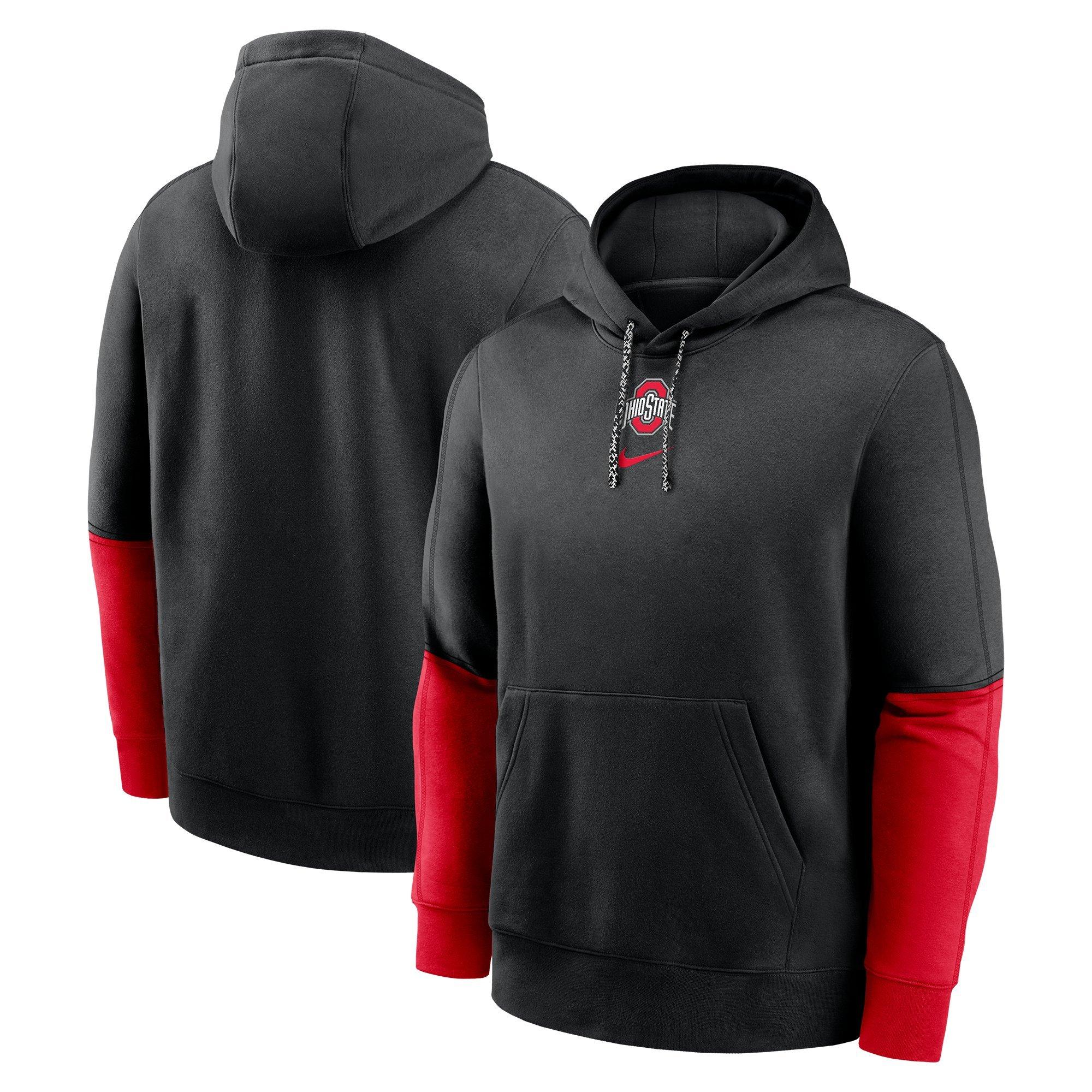 Nike Men's Ohio State Buckeyes Club Hoodie - BLACK/RED Thumbnail View 3