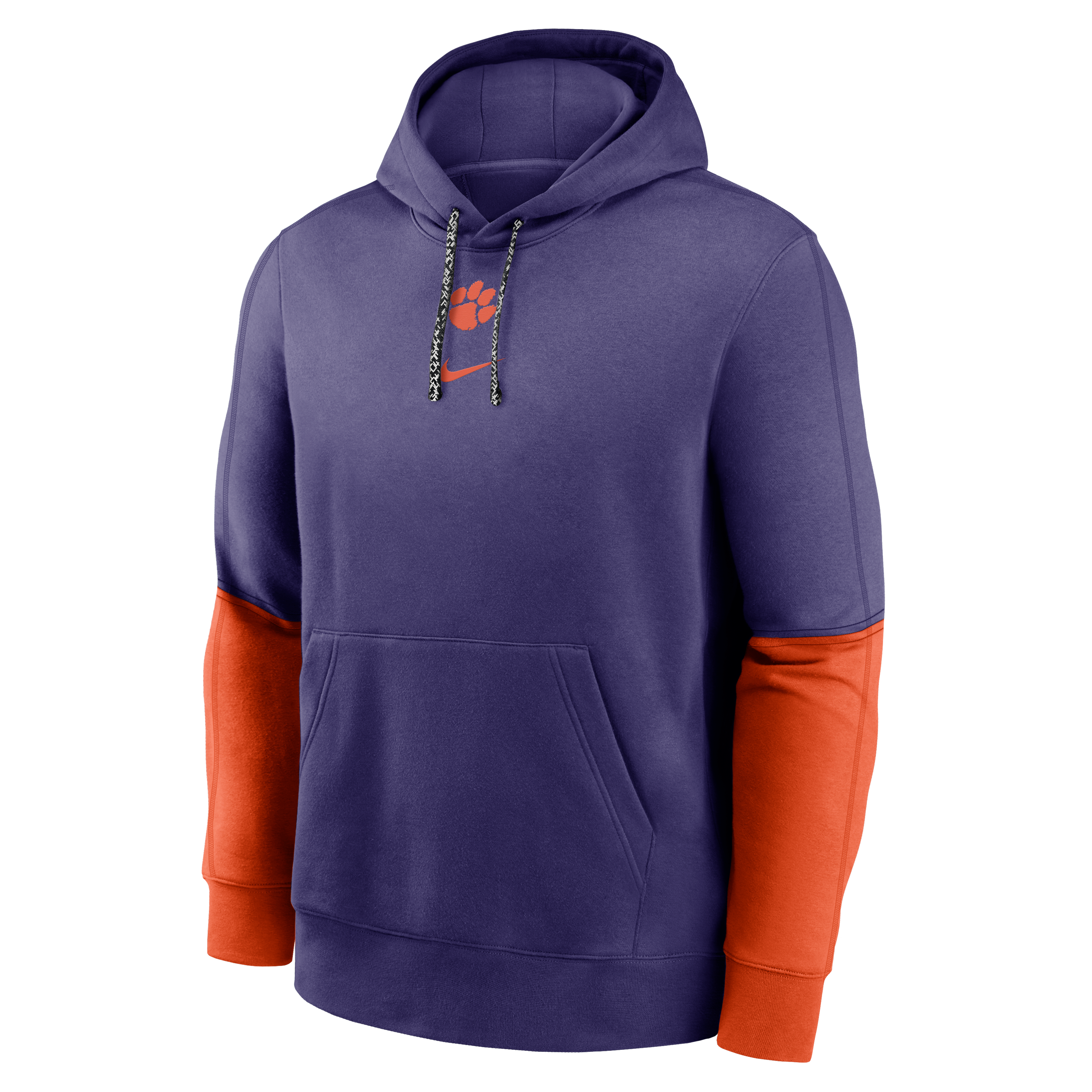 Nike Men's Clemson Tigers '24 Club Hoodie-Purple/Orange - PURPLE Thumbnail View 1