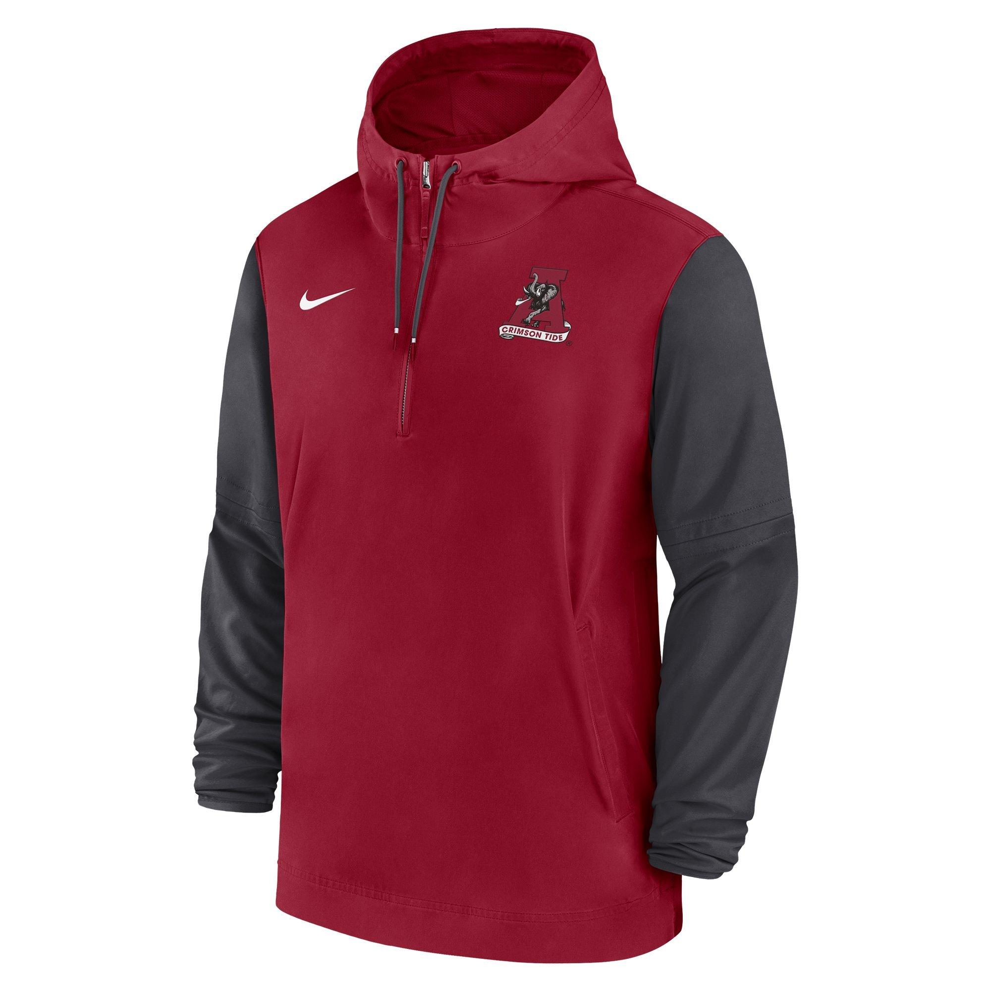 Nike Men s Alabama Crimson Tide Sideline Pregame Player 1 2 Zip Hooded Jacket Hibbett