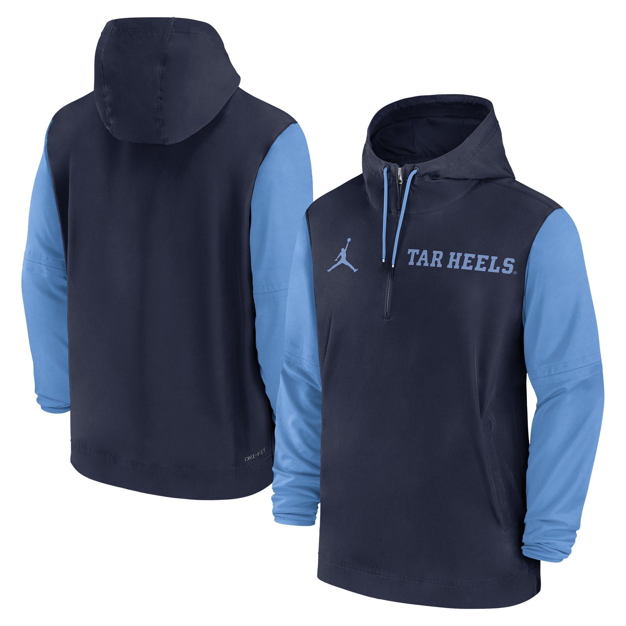 Jordan Men s North Carolina Tar Heels Sideline Pregame Player 1 2 Zip Hooded Jacket Hibbett