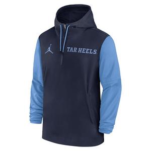 Jordan Men's North Carolina Tar Heels Sideline Pregame Player 1/2-Zip Hooded Jacket