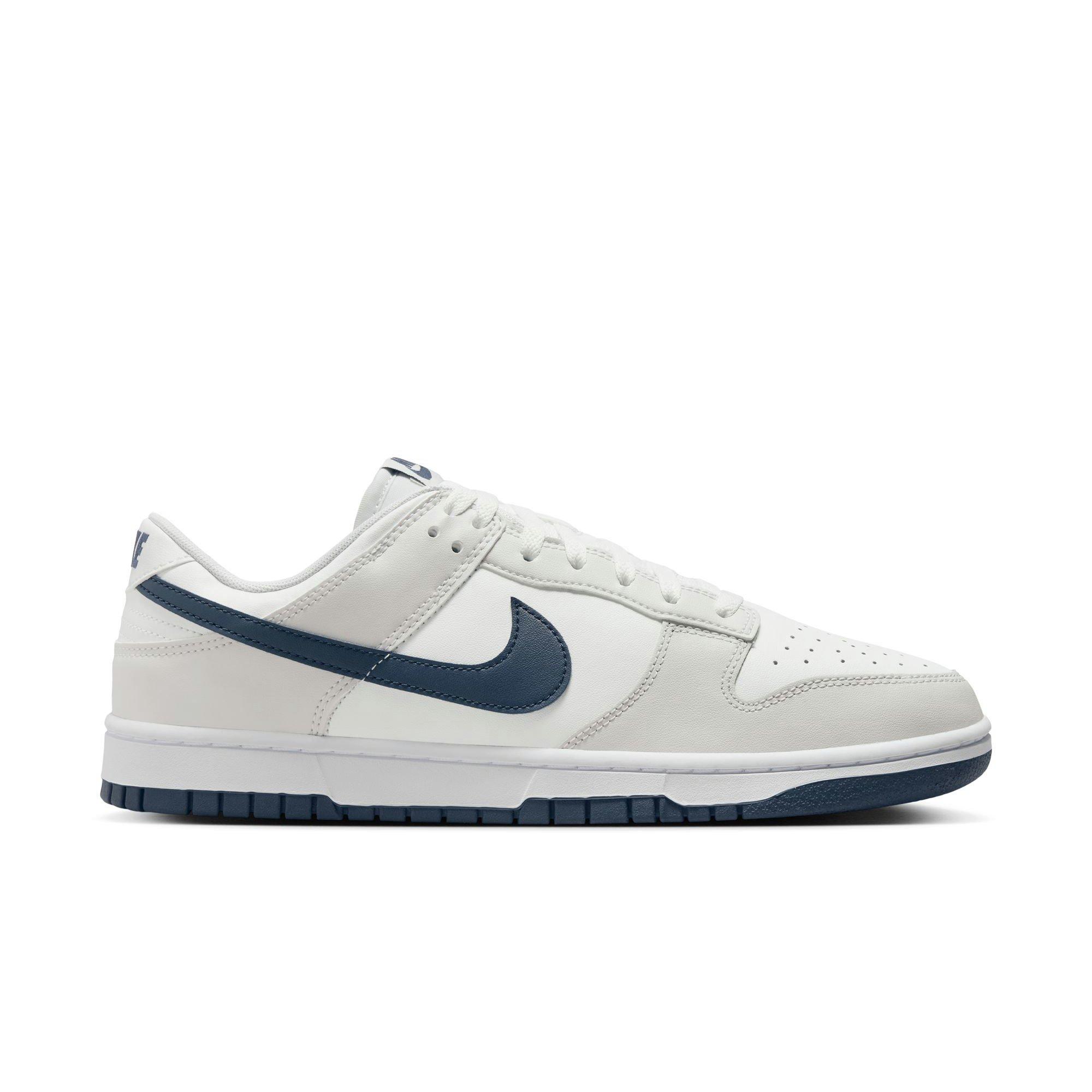 Nike Dunk Low Retro "Summit White/Midnight Navy/Platinum Tint" Men's Shoe - WHITE/NAVY