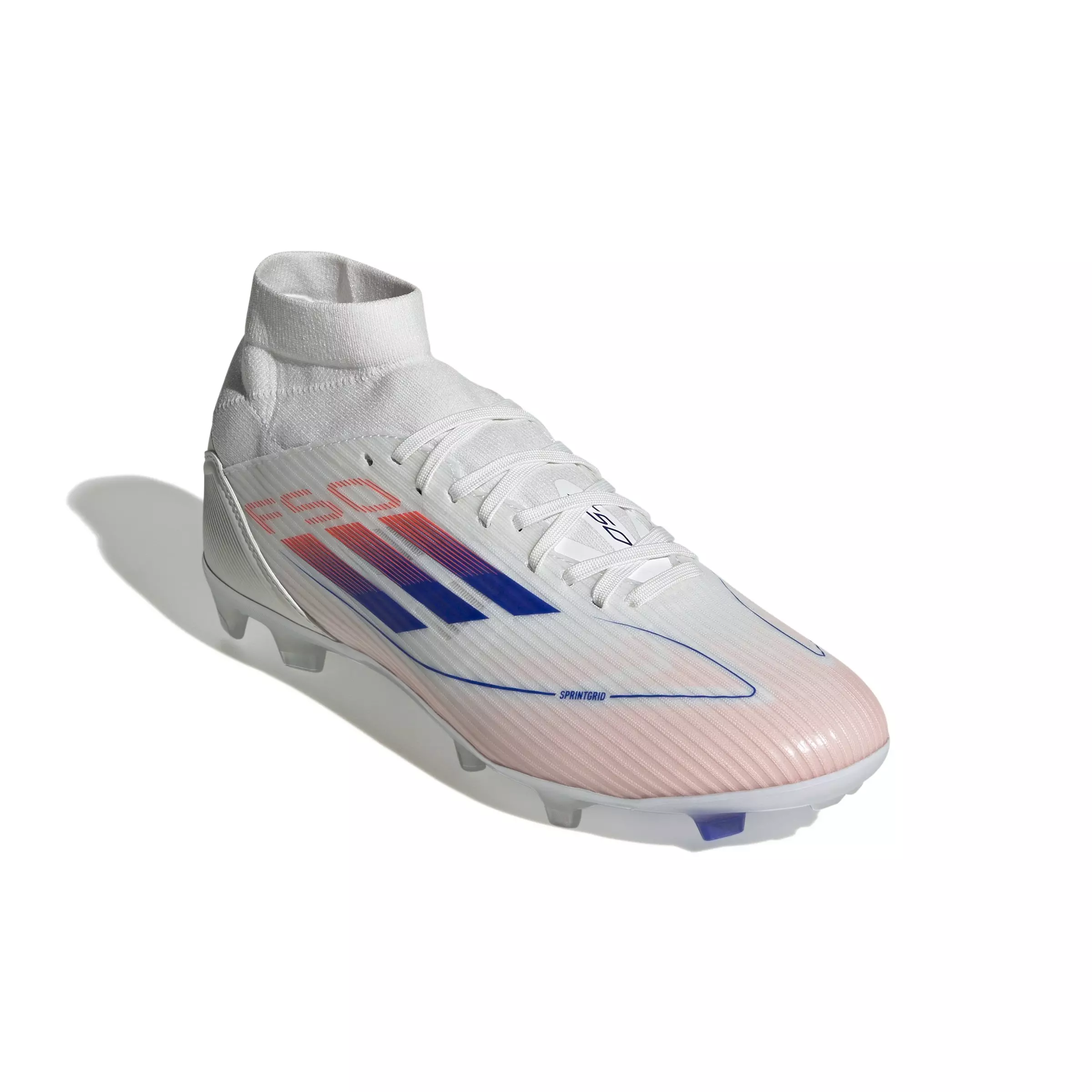adidas F50 League Mid-Cut FG/MG "White/Red/Blue" Women's Soccer Cleat - WHITE/ROYAL/RED