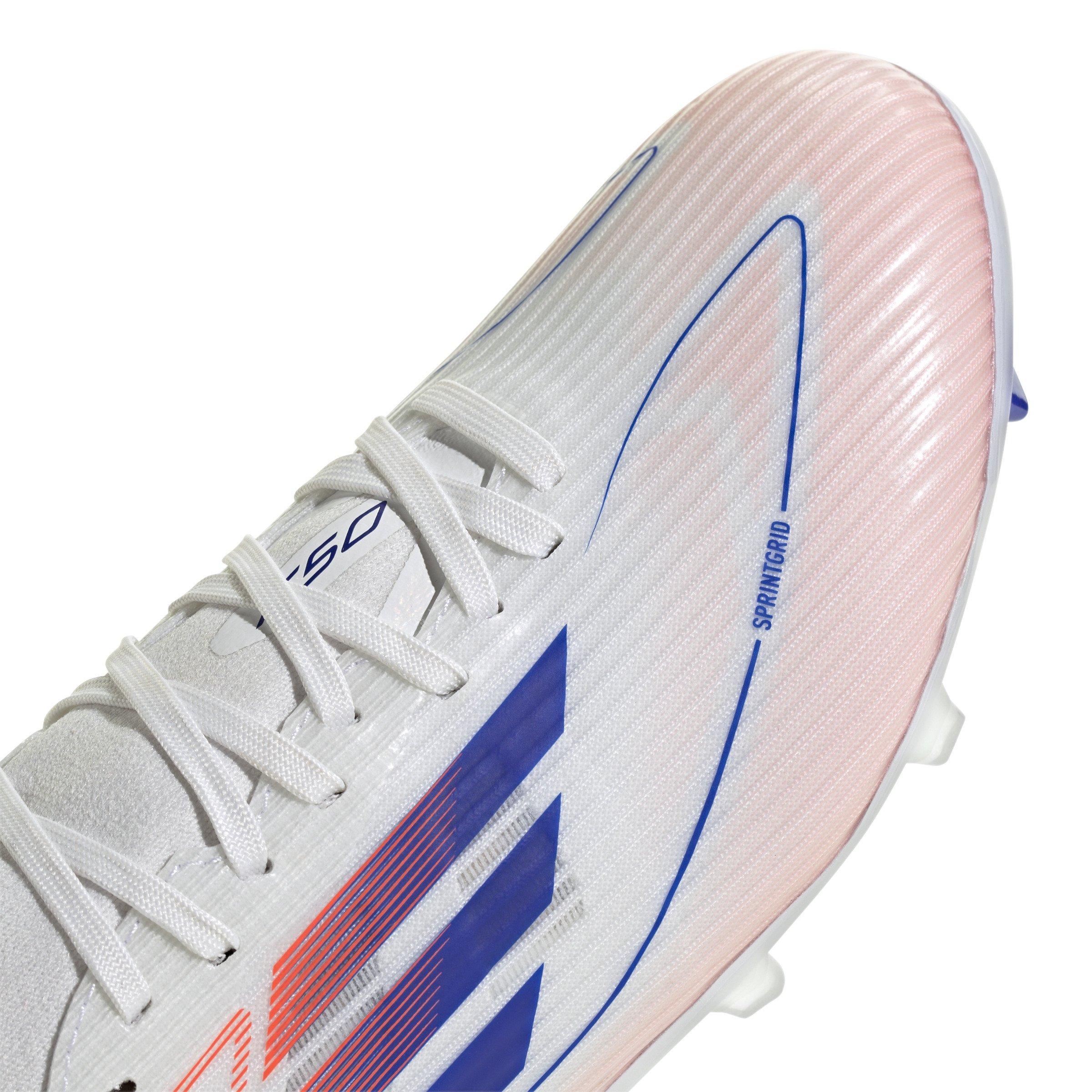 adidas F50 League Mid-Cut FG/MG "White/Red/Blue" Women's Soccer Cleat - WHITE/ROYAL/RED Thumbnail View 5